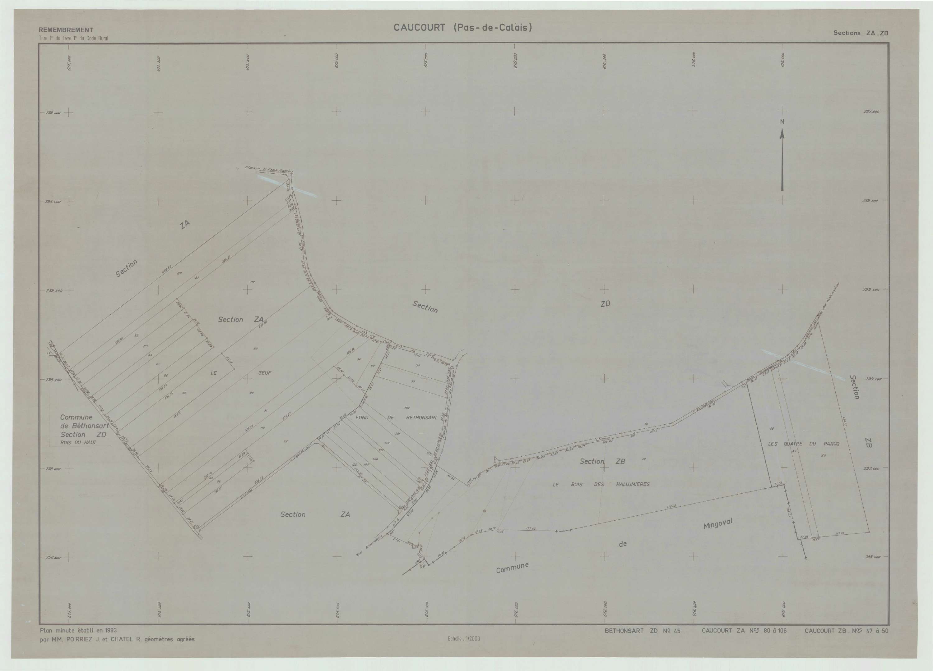 Caucourt - Plan de remembrement : section ZB.