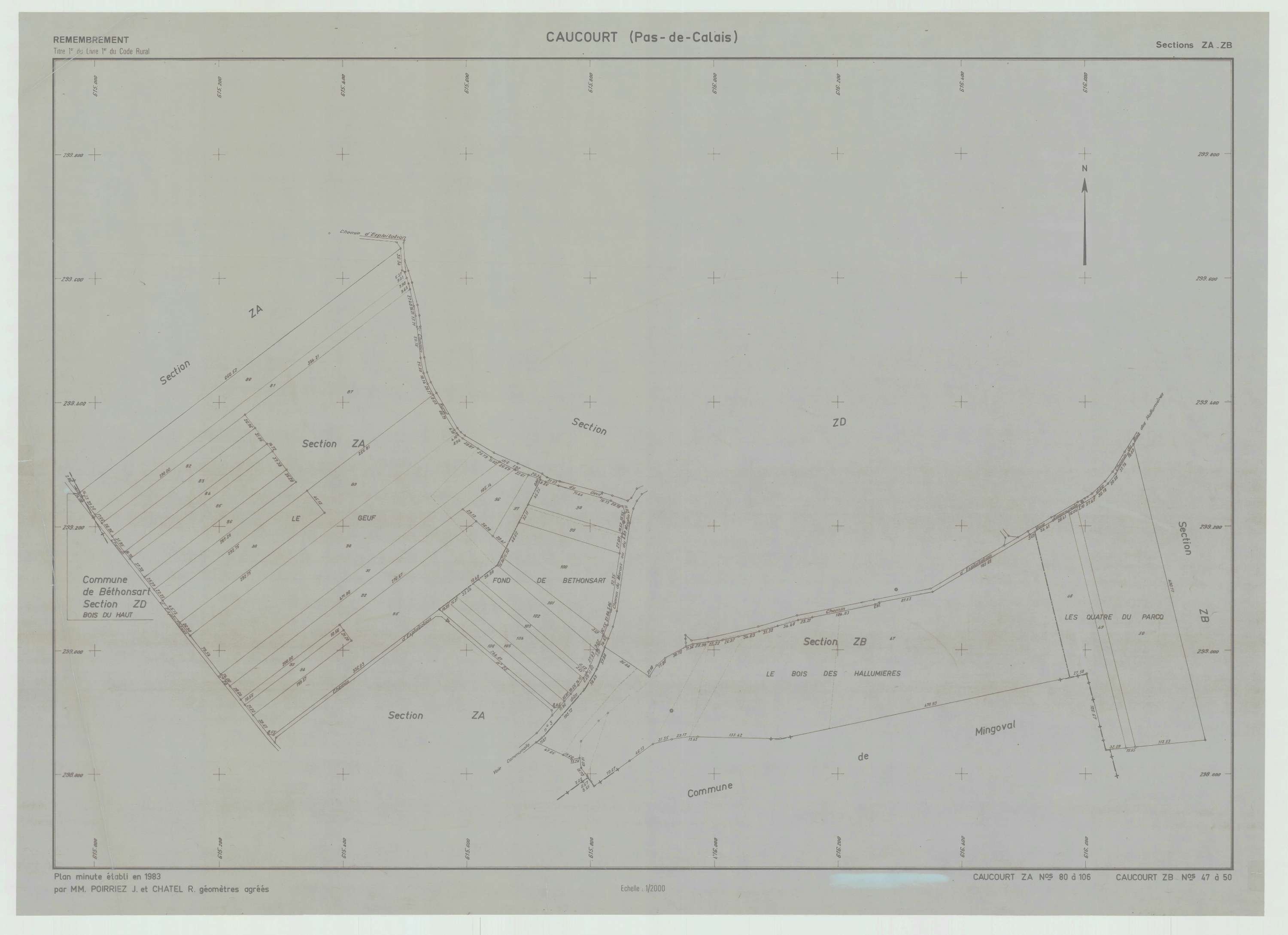 Caucourt - Plan de remembrement : section ZB.