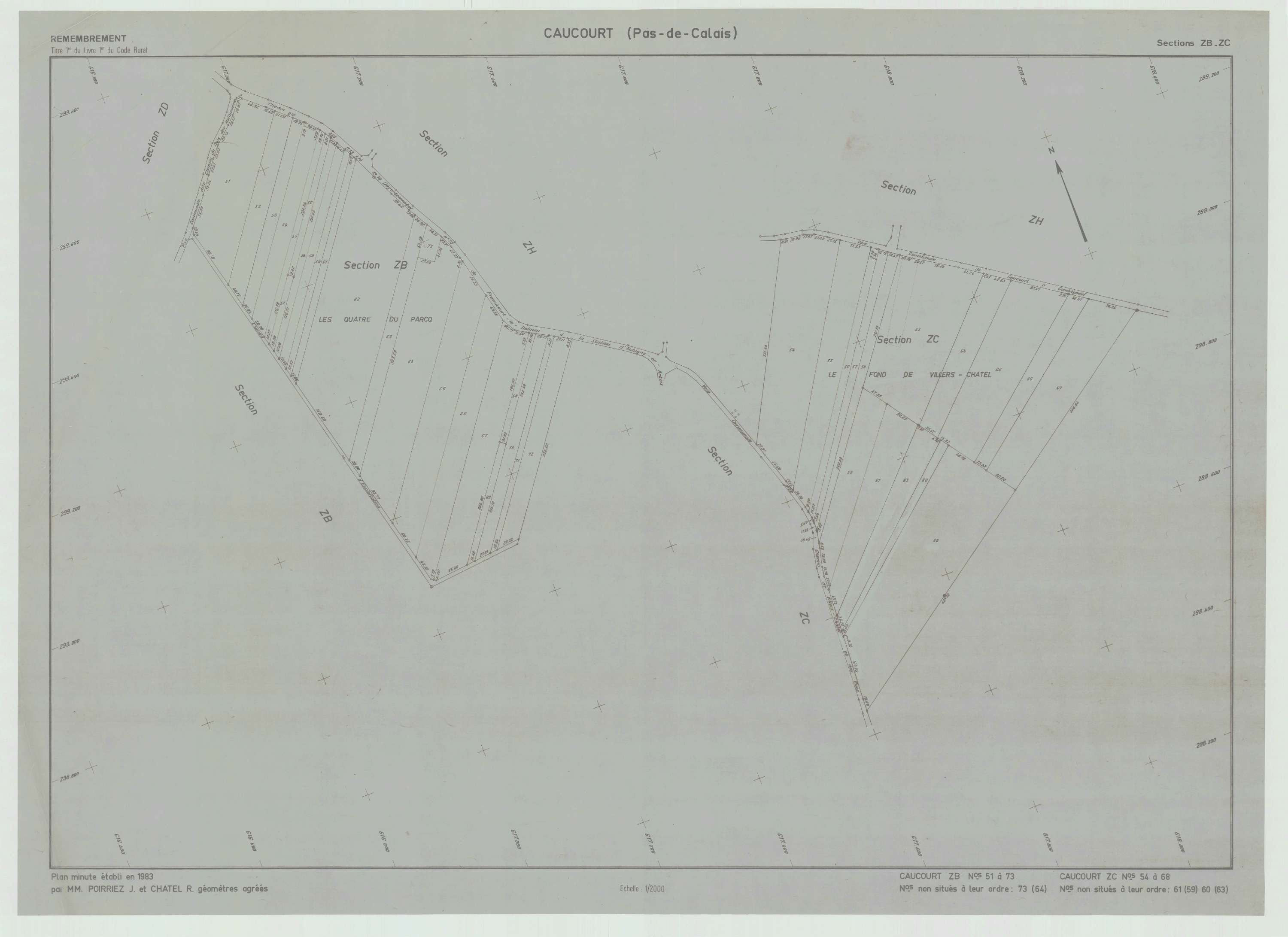 Caucourt - Plan de remembrement : section ZC.
