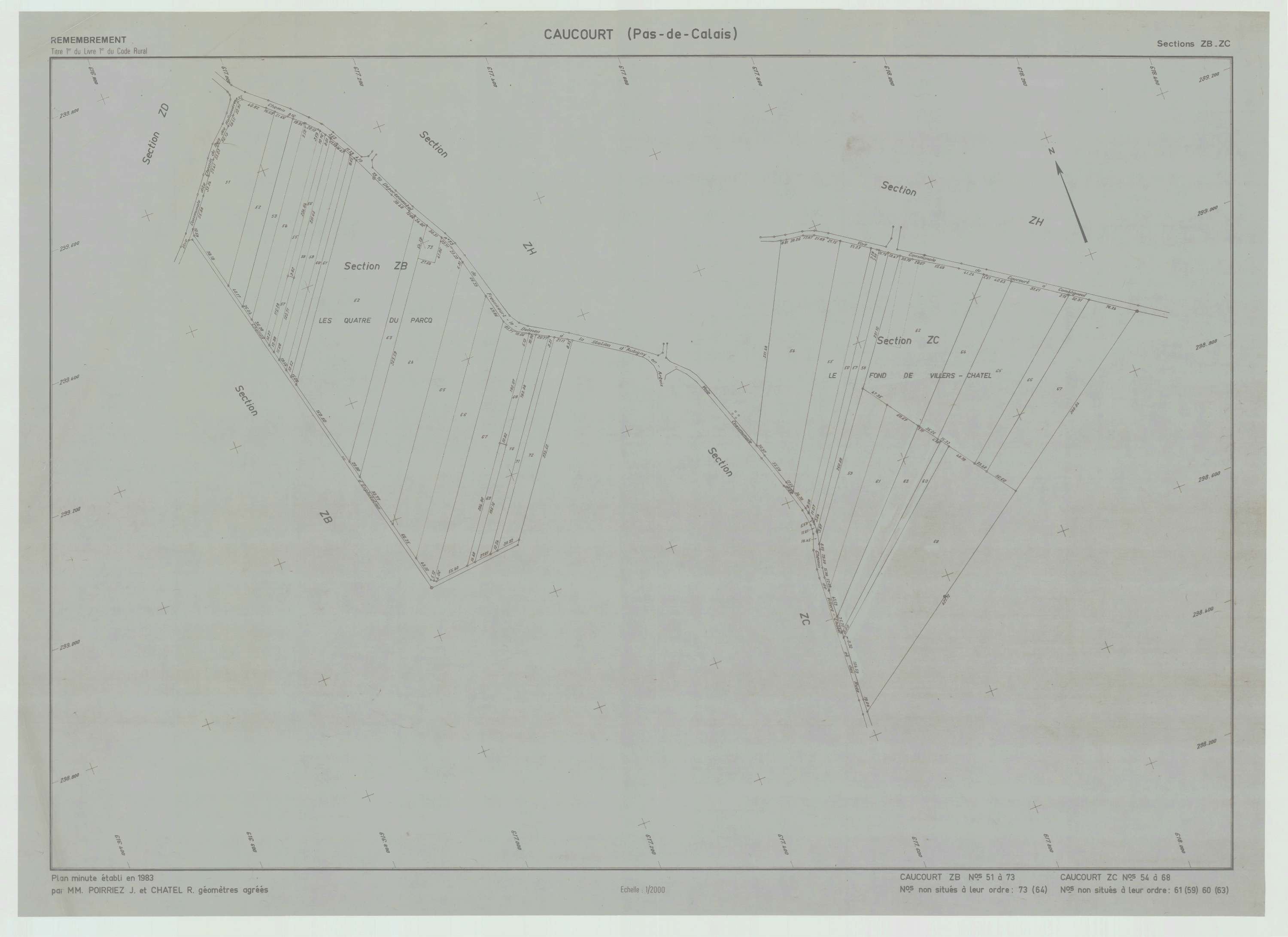 Caucourt - Plan de remembrement : section ZC.