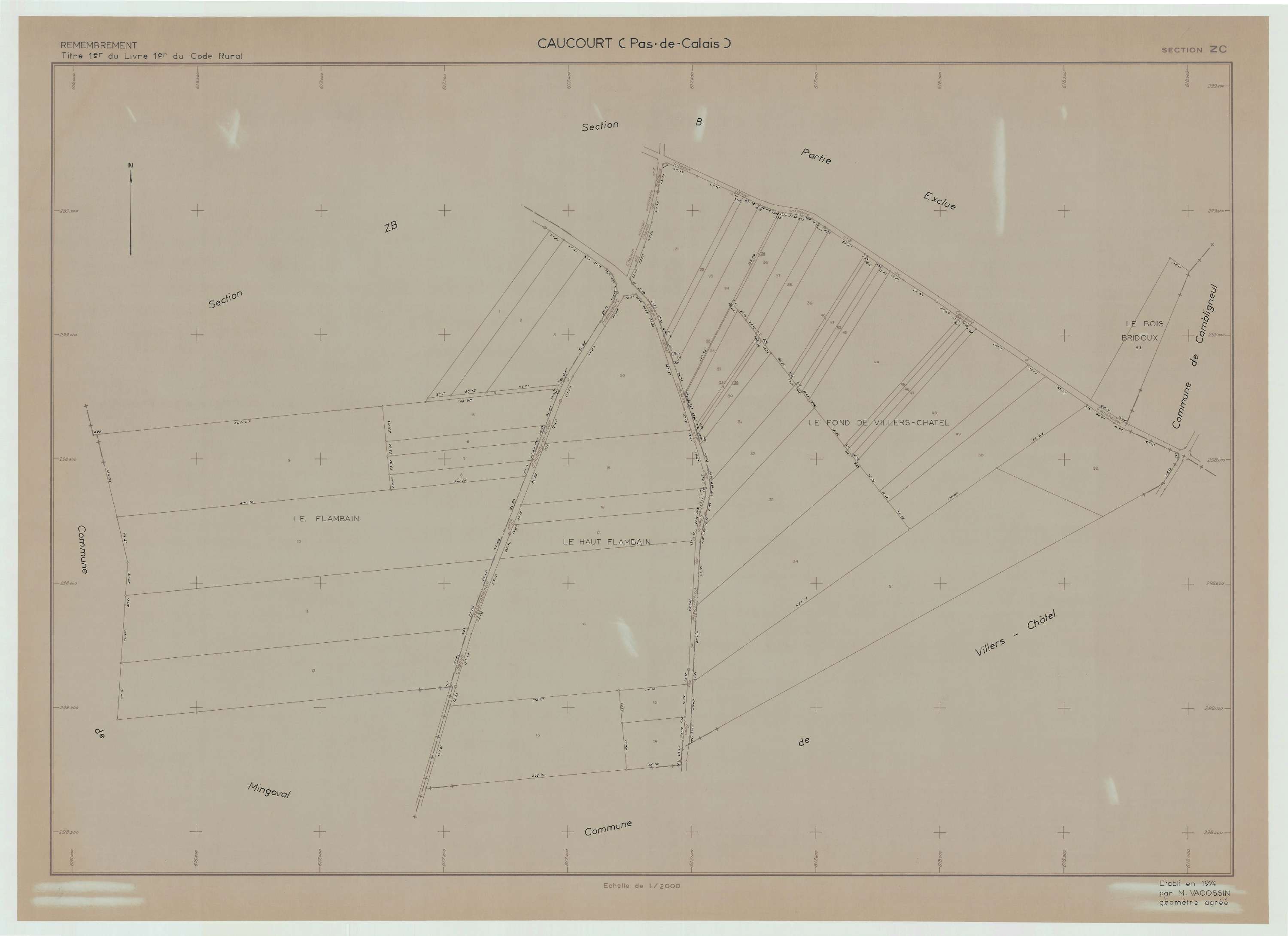 Caucourt - Plan de remembrement : section ZC.