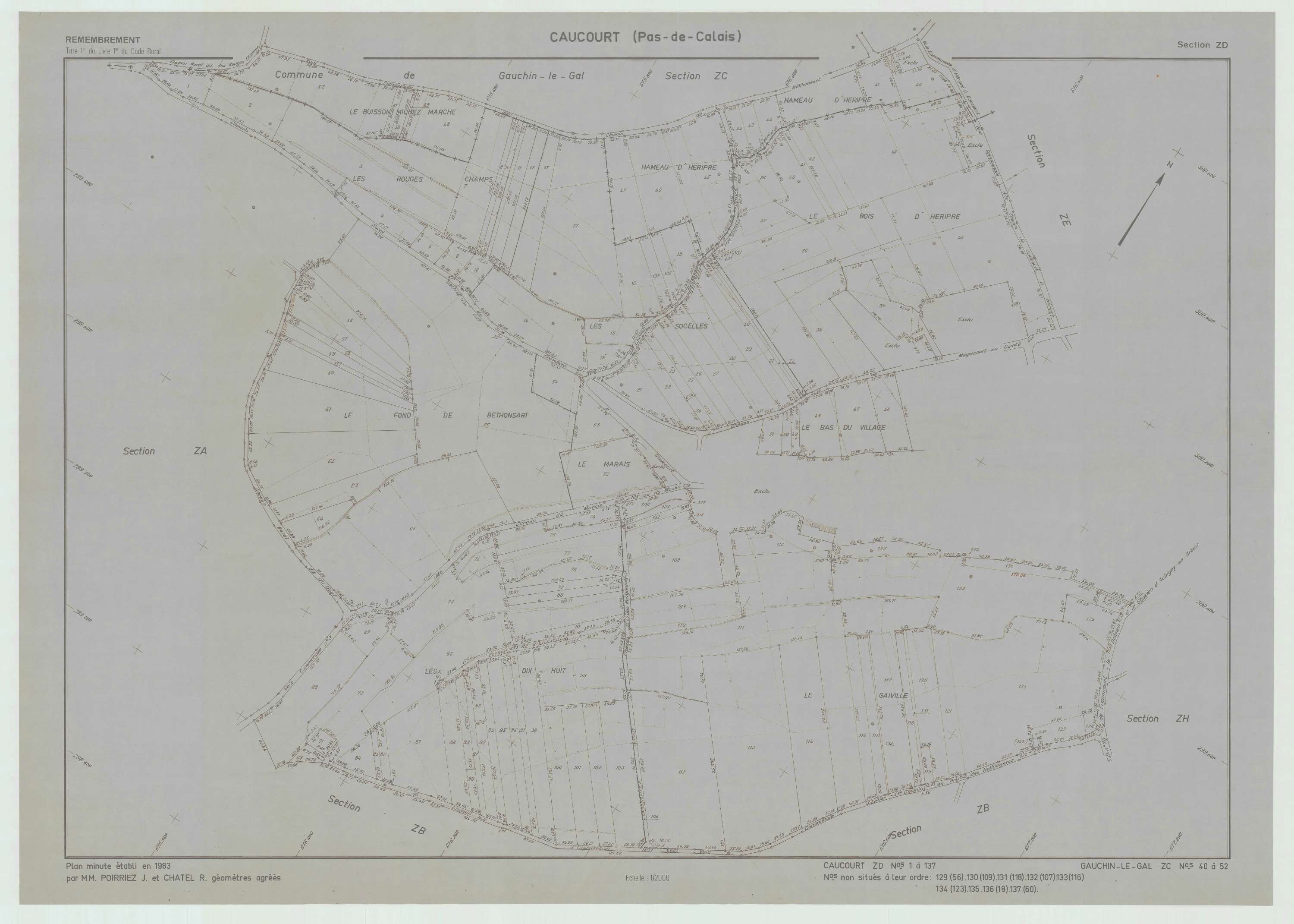 Caucourt - Plan de remembrement : section ZD.