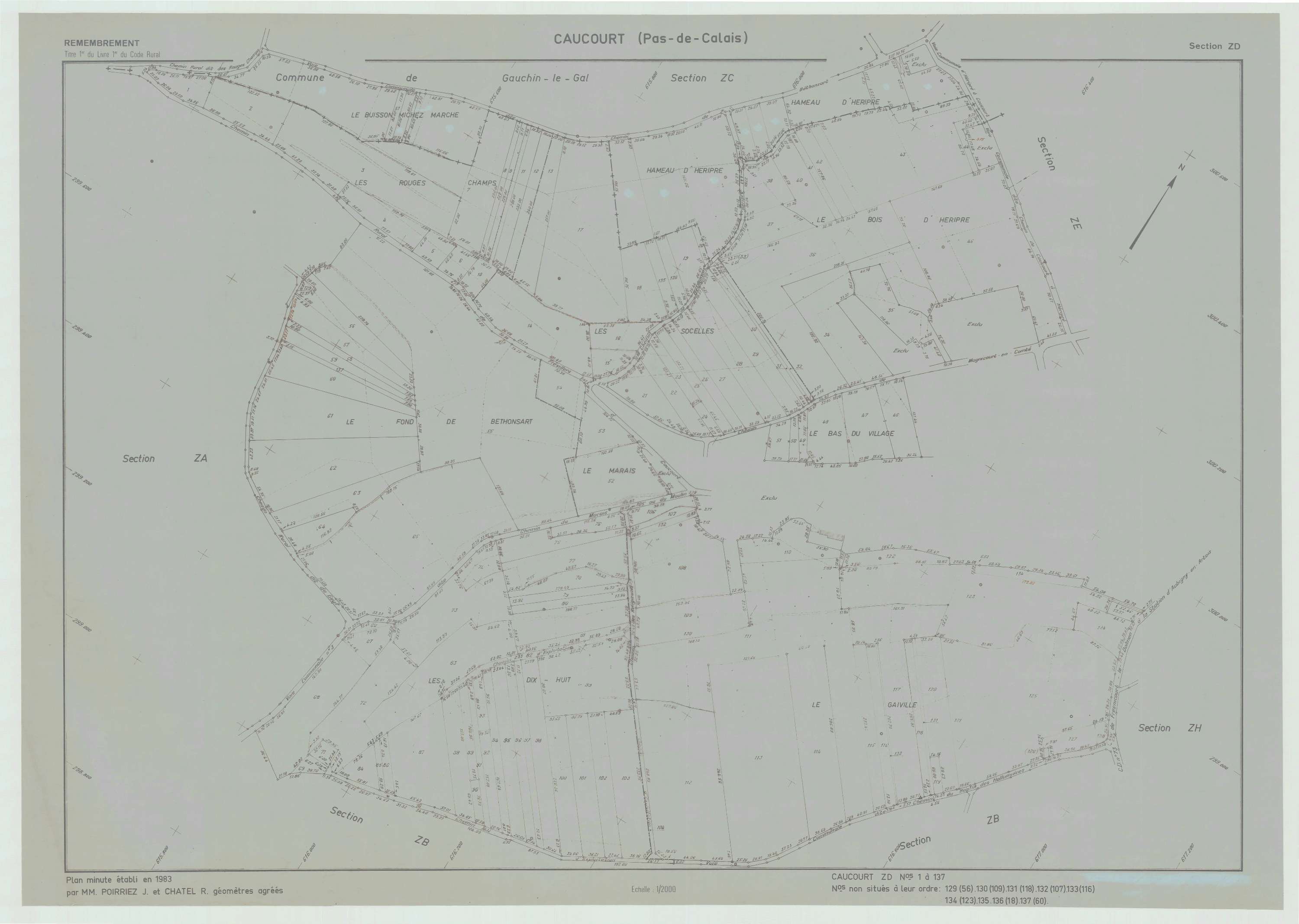Caucourt - Plan de remembrement : section ZD.
