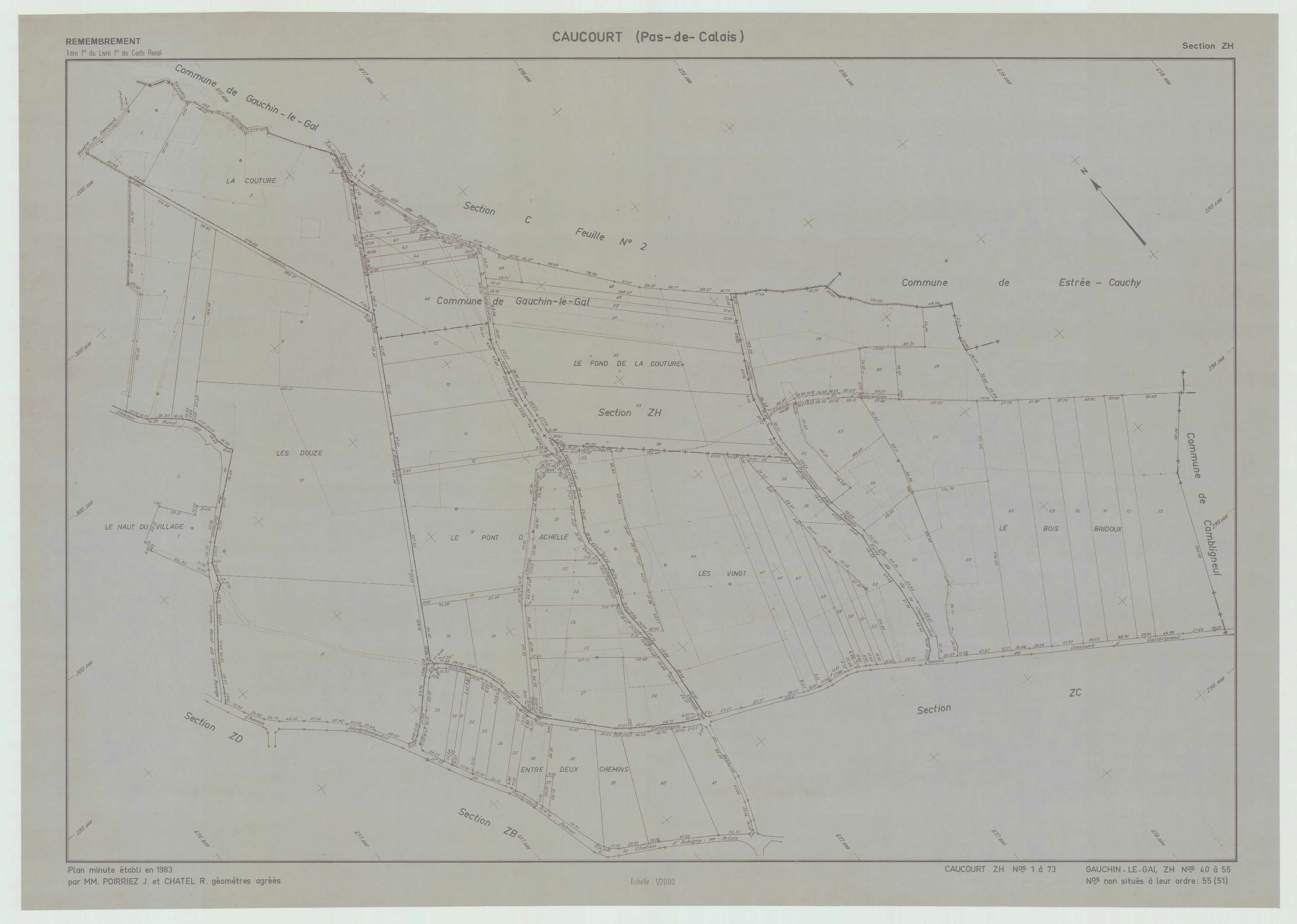 Caucourt - Plan de remembrement : section ZH.