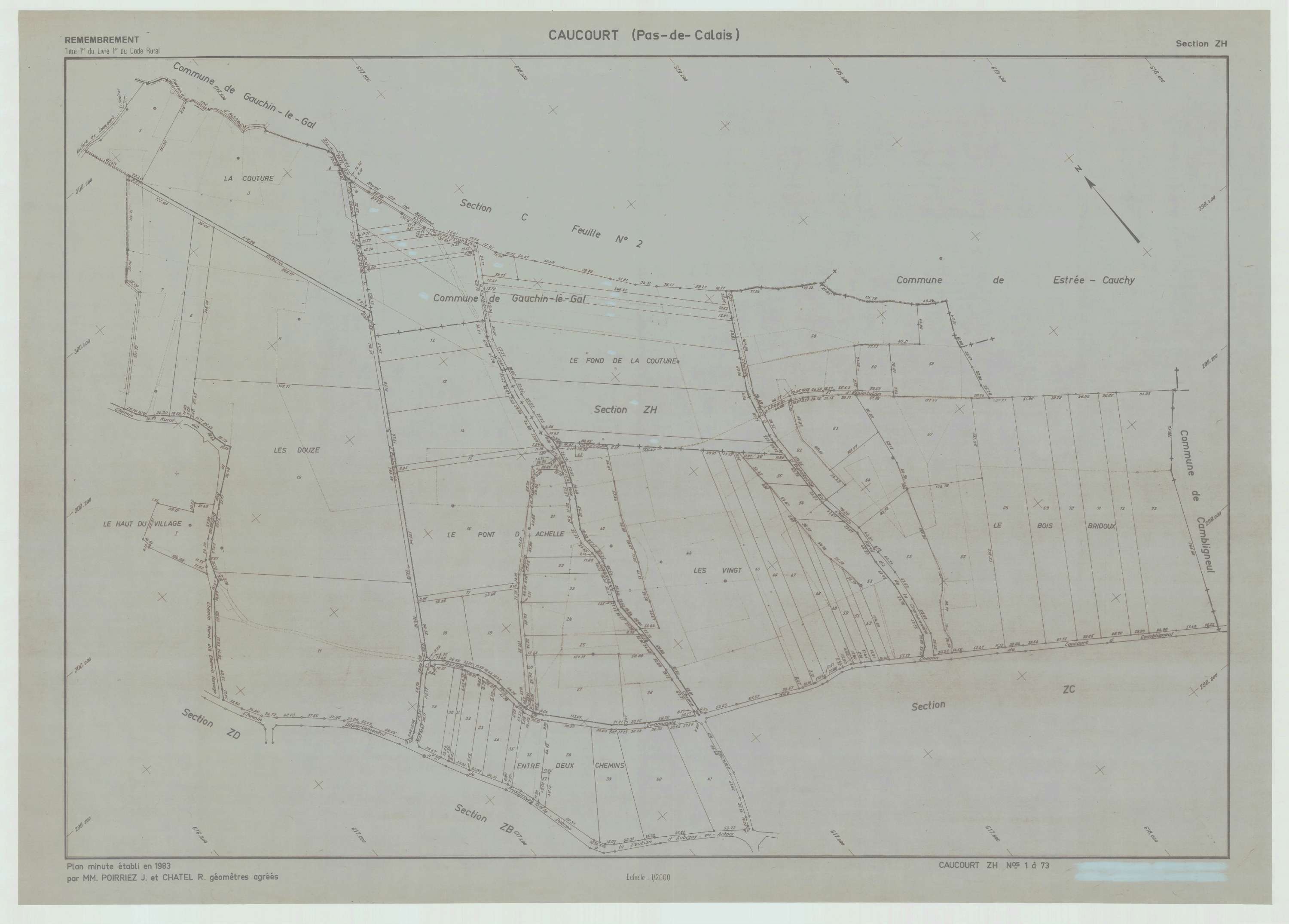 Caucourt - Plan de remembrement : section ZH.