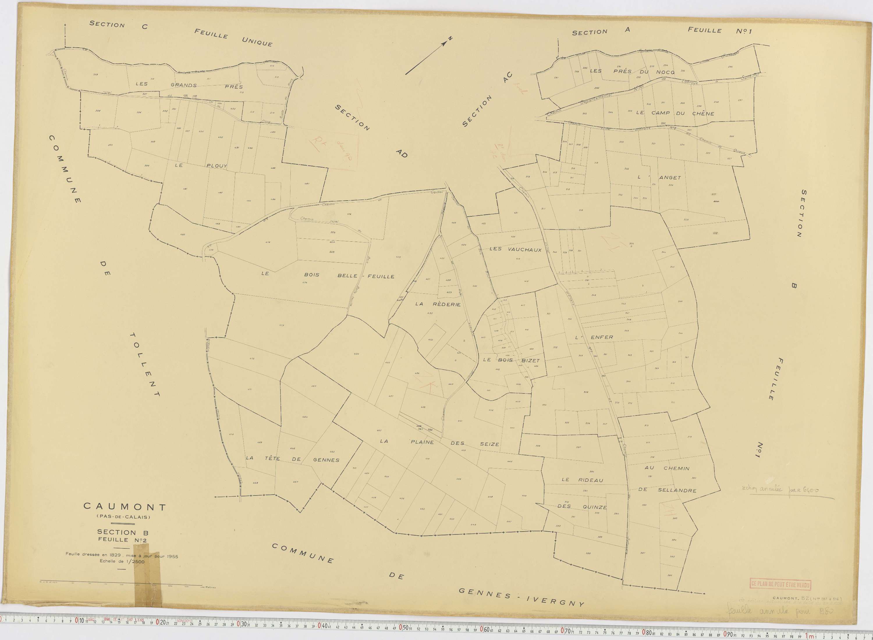 Caumont - Section B, feuille 2.