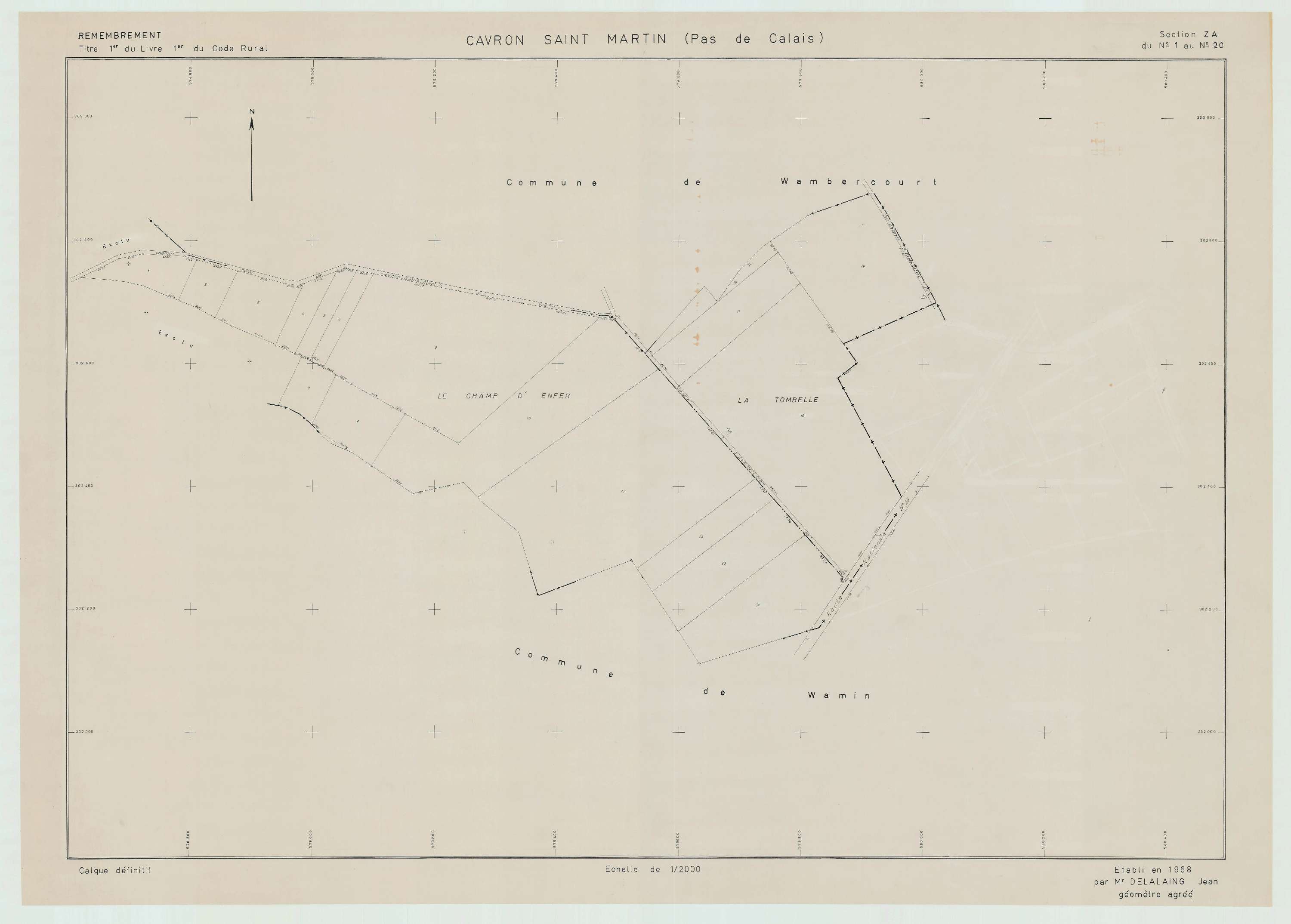 Cavron-Saint-Martin - Plan de remembrement : section ZA.