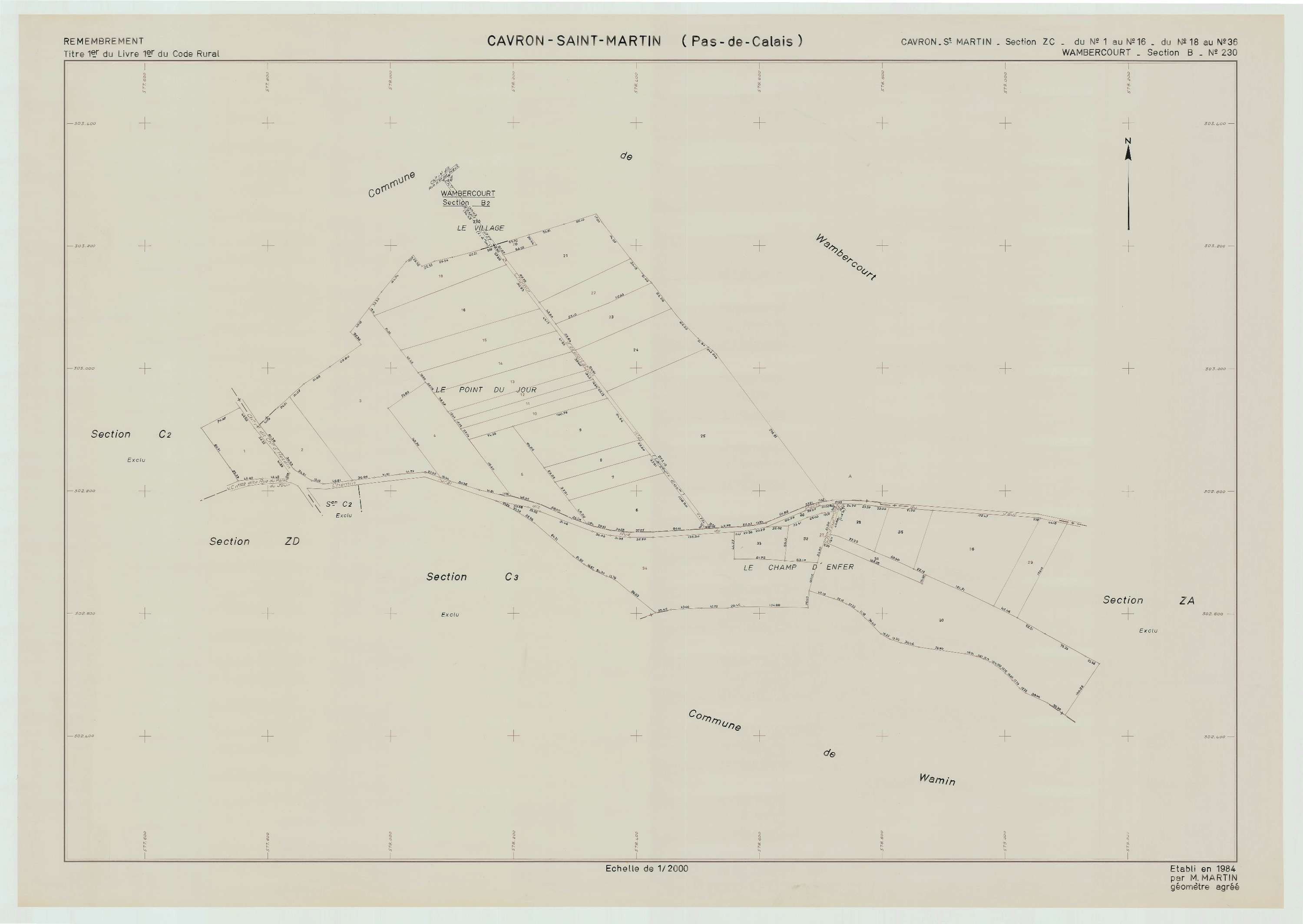 Cavron-Saint-Martin - Plan de remembrement : section ZC.