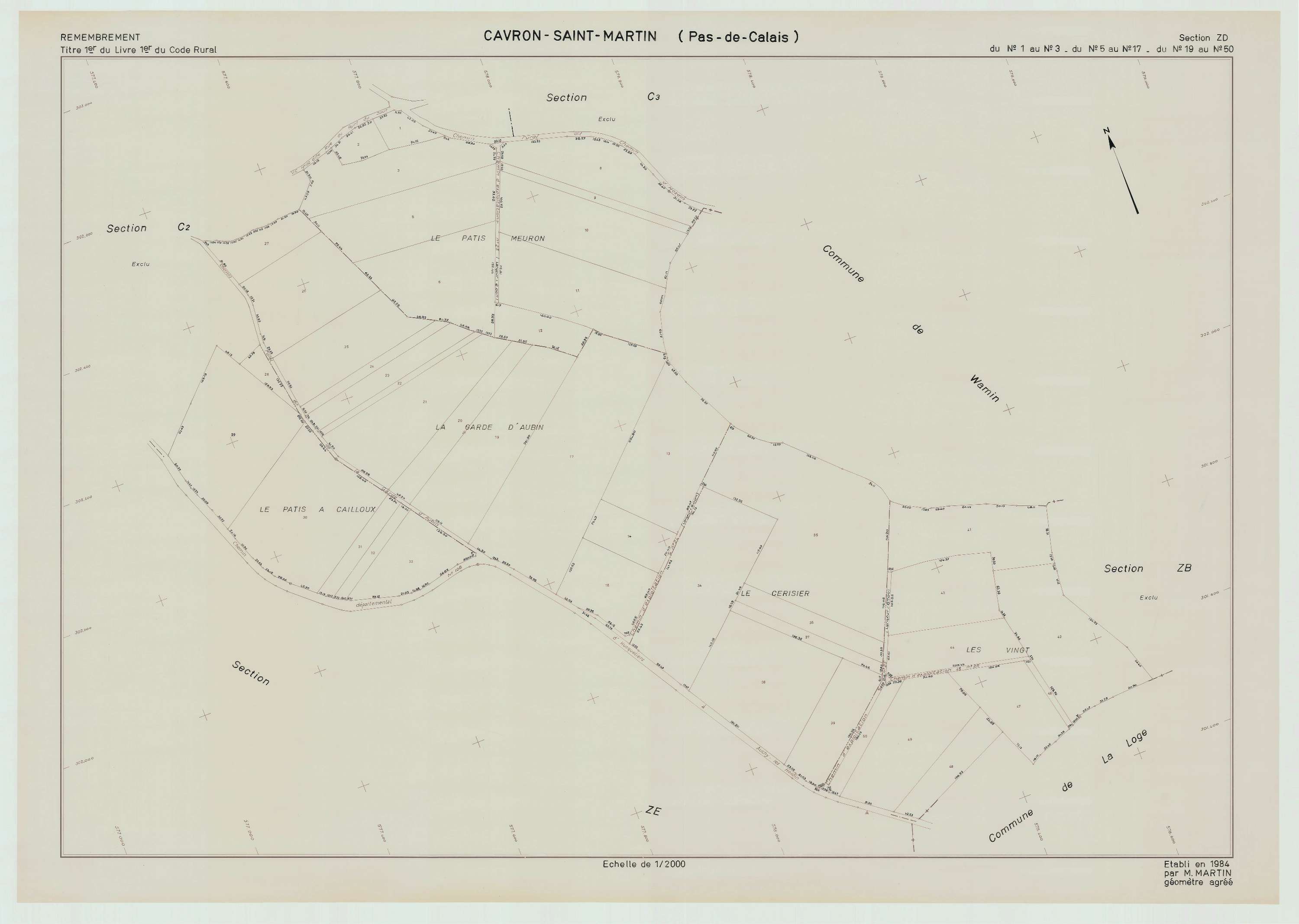 Cavron-Saint-Martin - Plan de remembrement : section ZD.