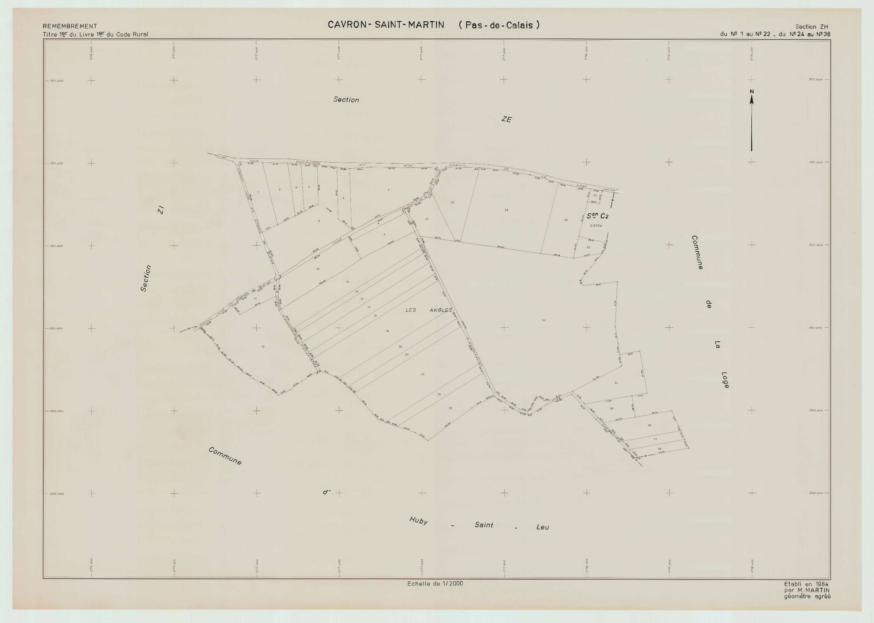 Cavron-Saint-Martin - Plan de remembrement : section ZH.