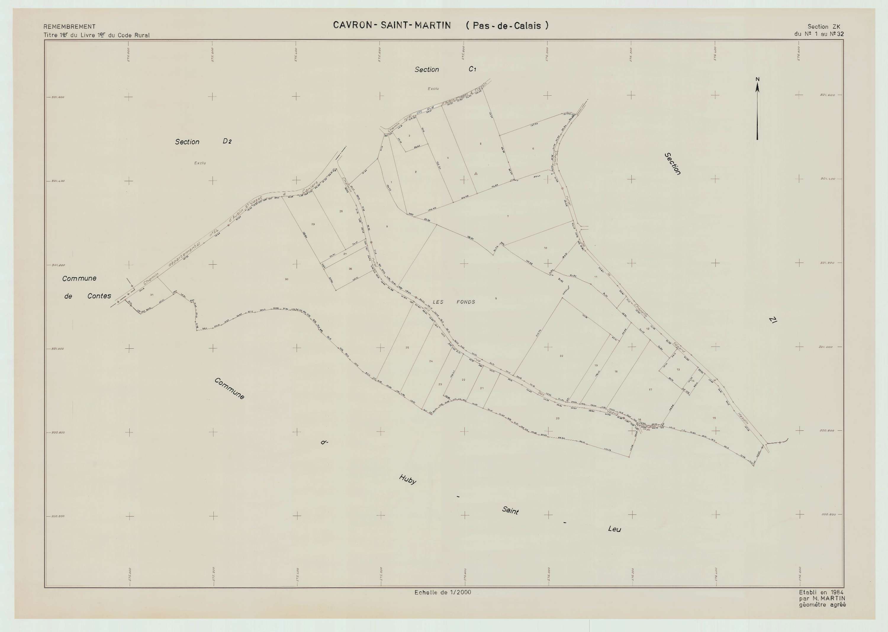Cavron-Saint-Martin - Plan de remembrement : section ZK.