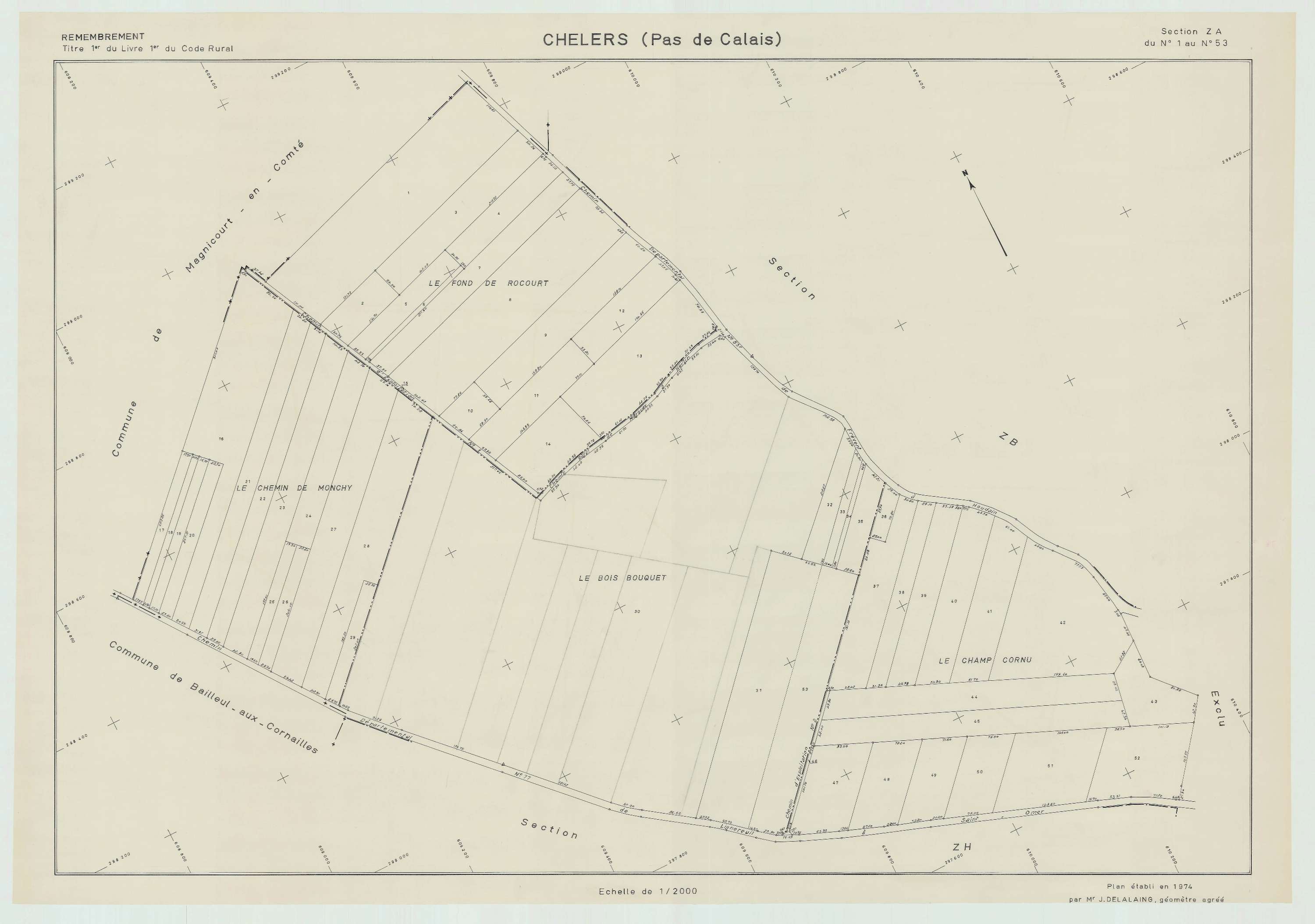 Chelers - Plan de remembrement : section ZA.