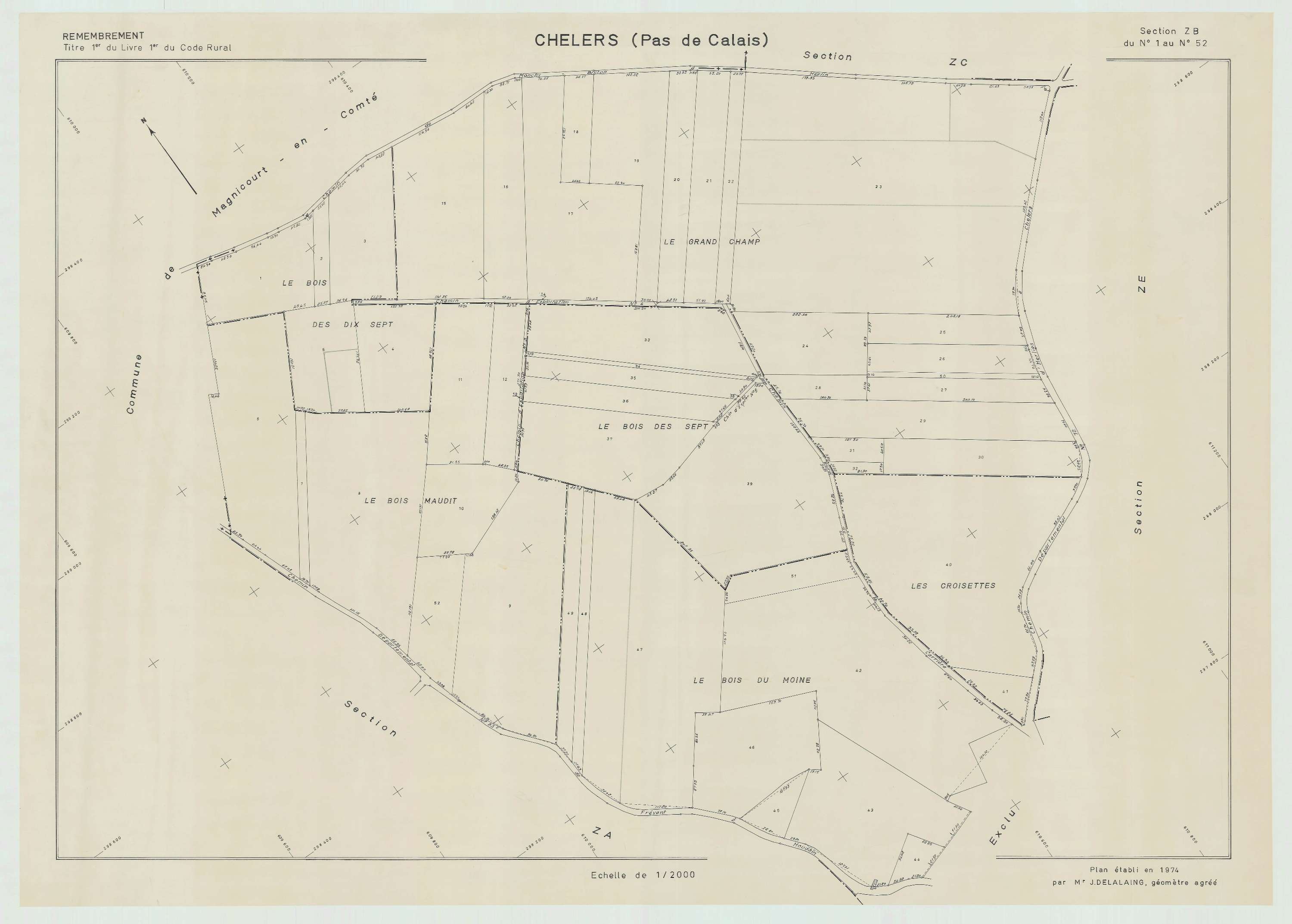 Chelers - Plan de remembrement : section ZB.