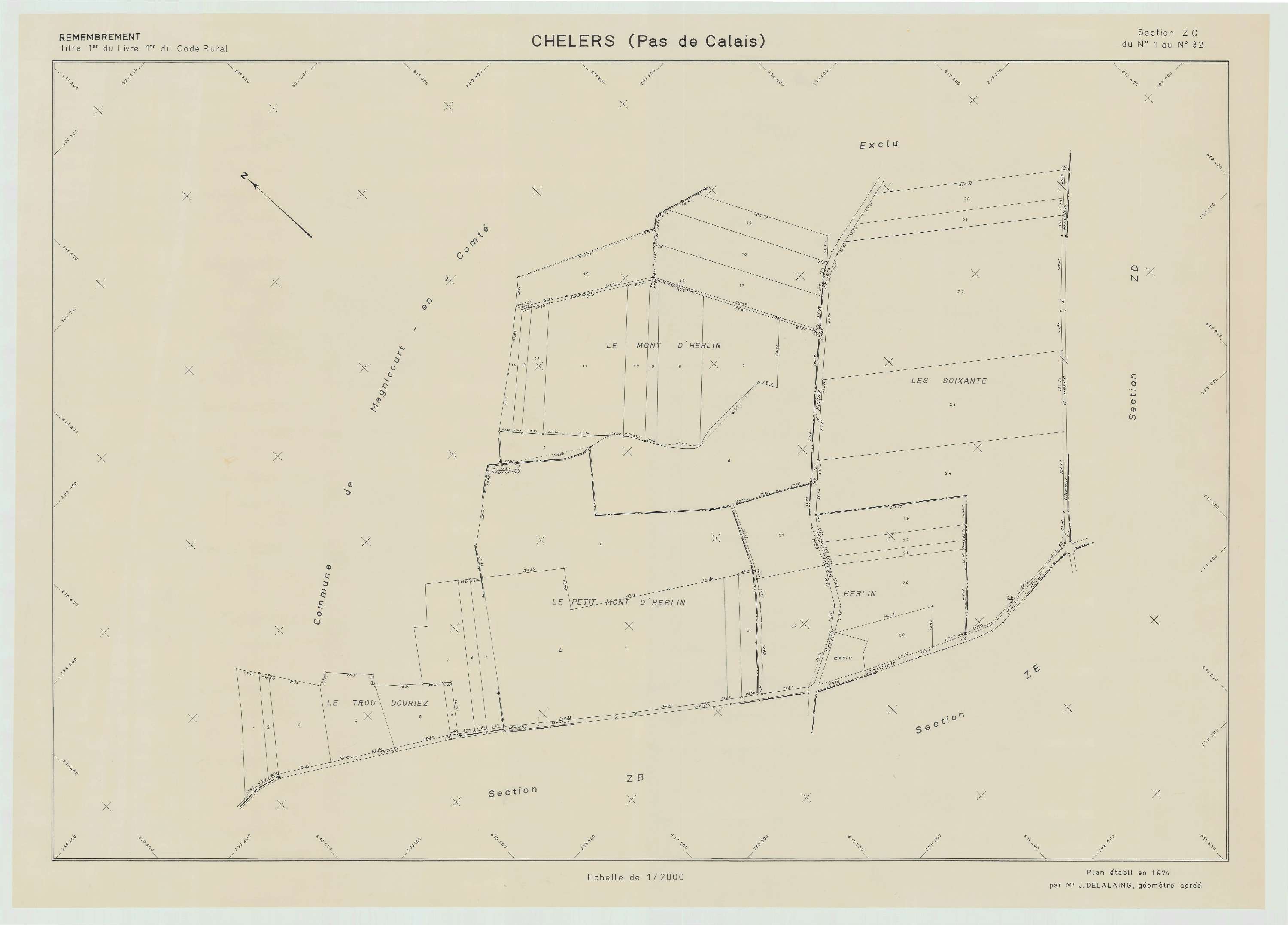 Chelers - Plan de remembrement : section ZC.