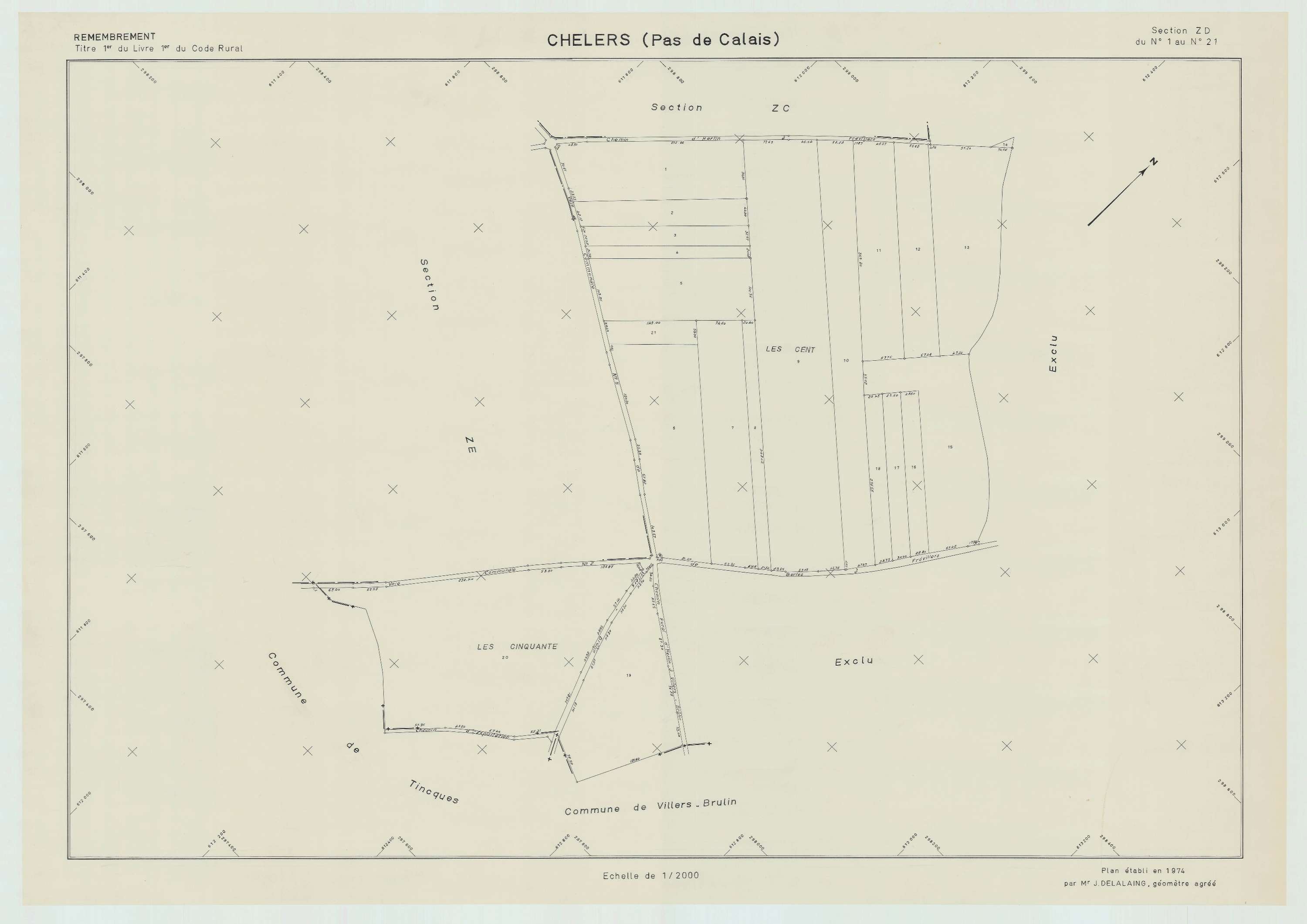 Chelers - Plan de remembrement : section ZD.