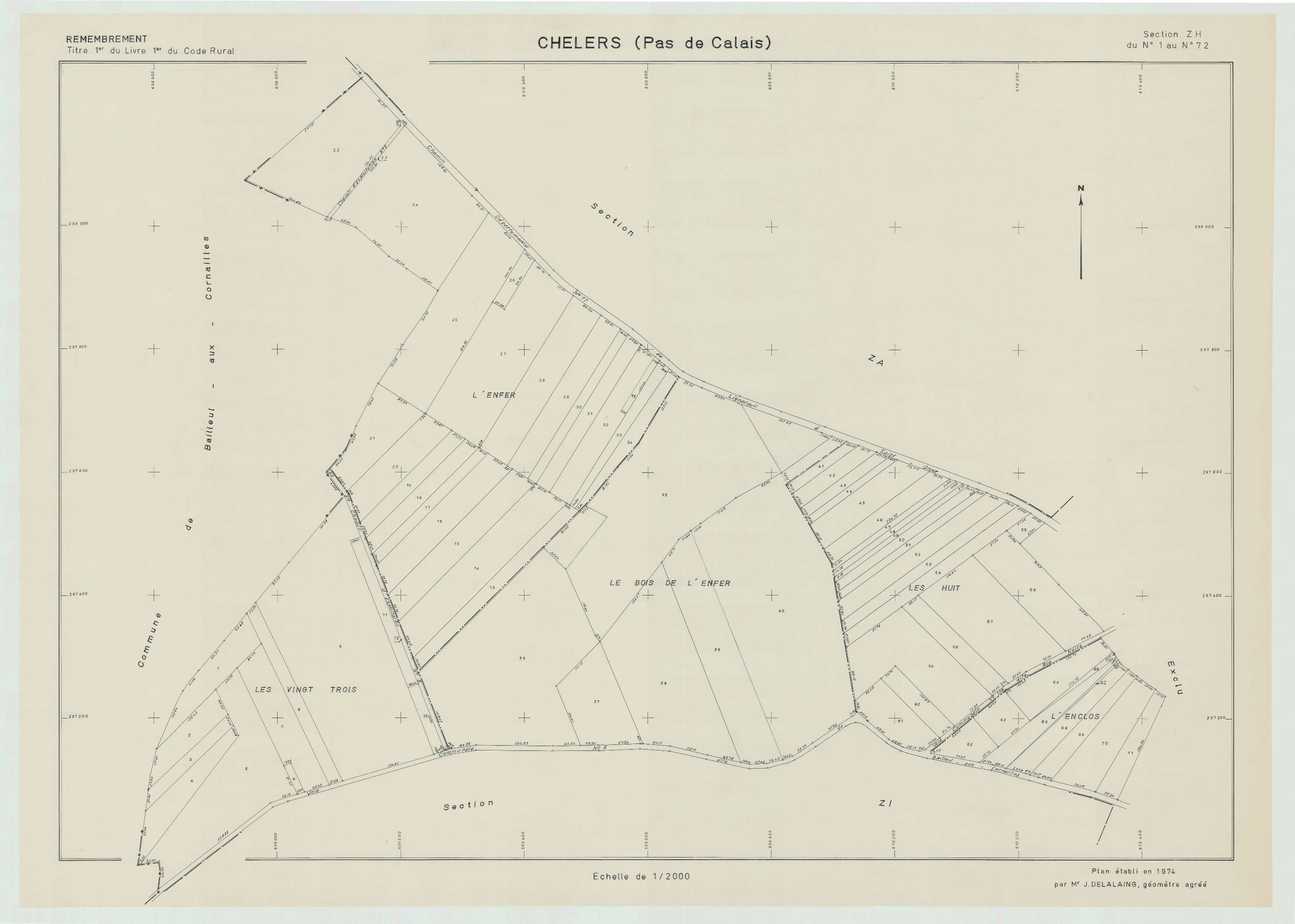 Chelers - Plan de remembrement : section ZH.