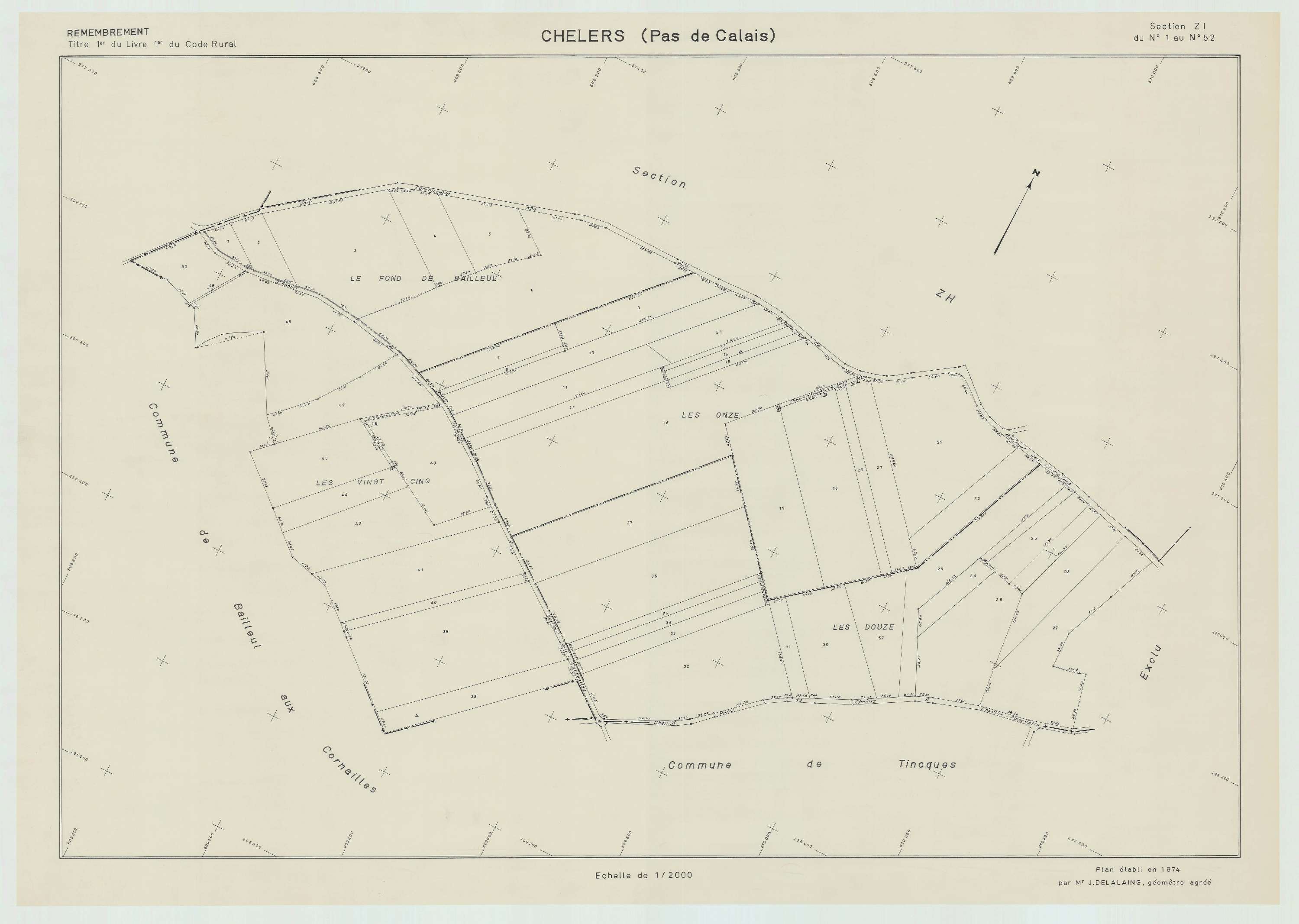 Chelers - Plan de remembrement : section ZI.