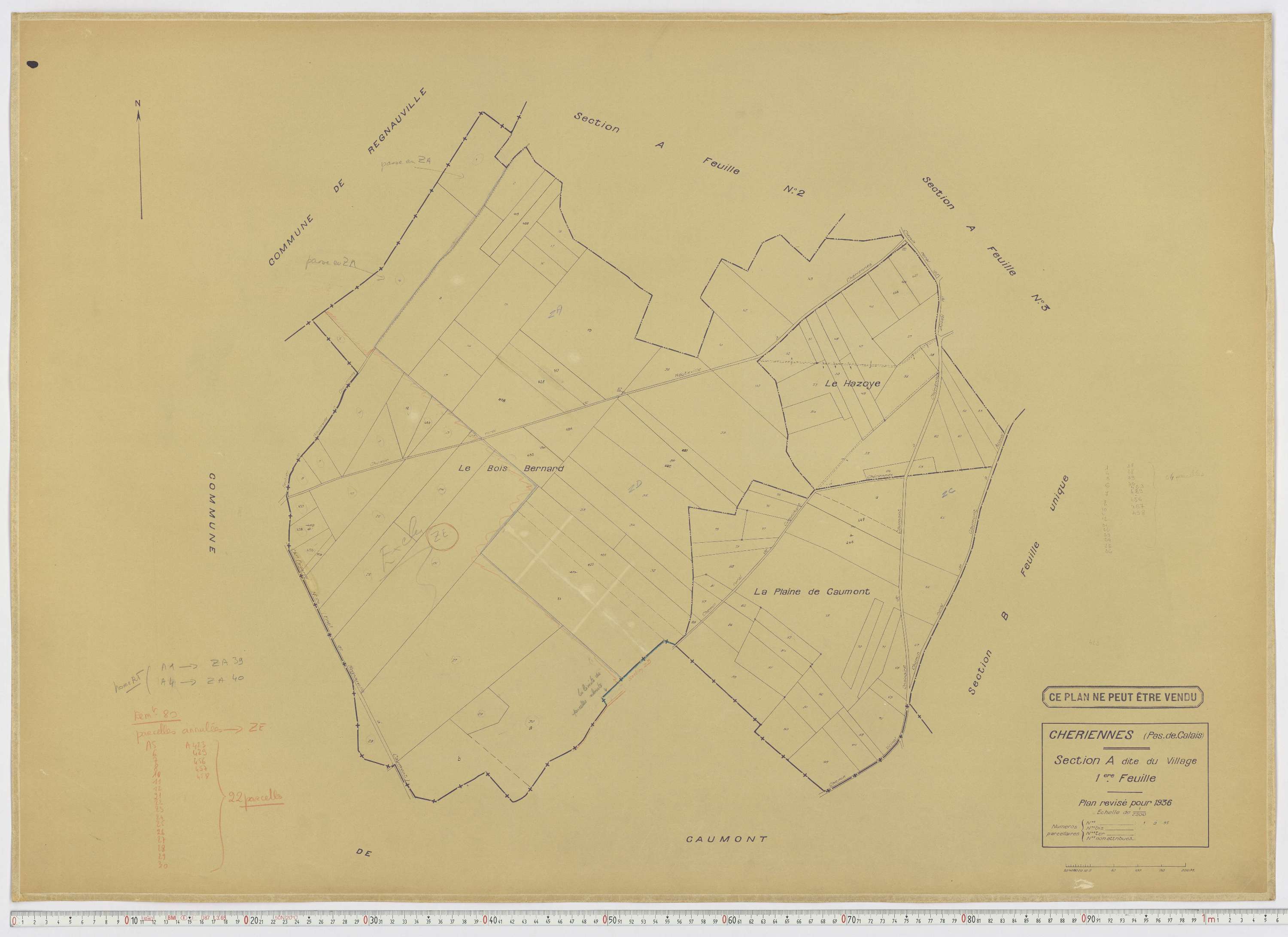 Chériennes - Section A, feuille 1.