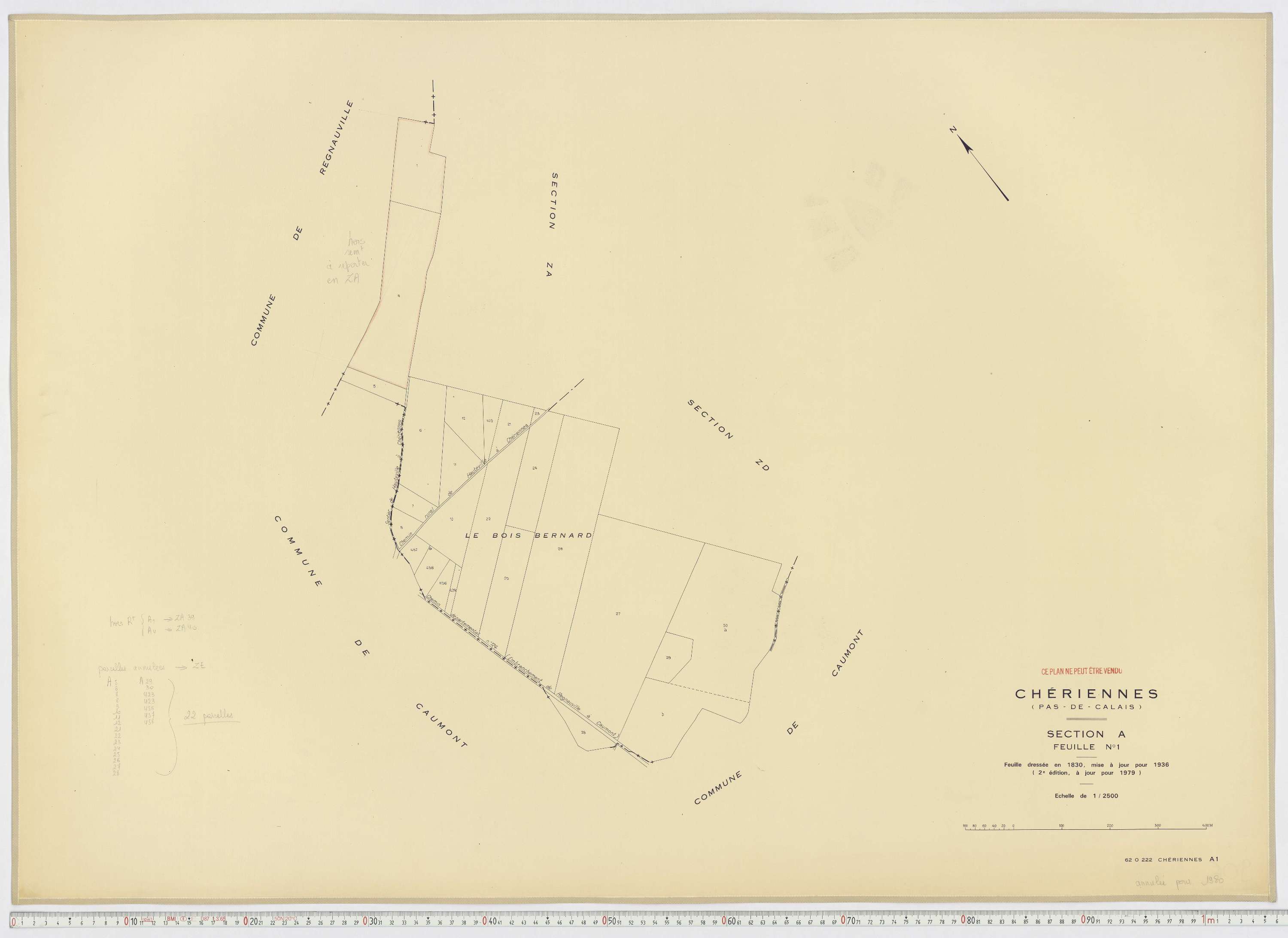 Chériennes - Section A, feuille 1.