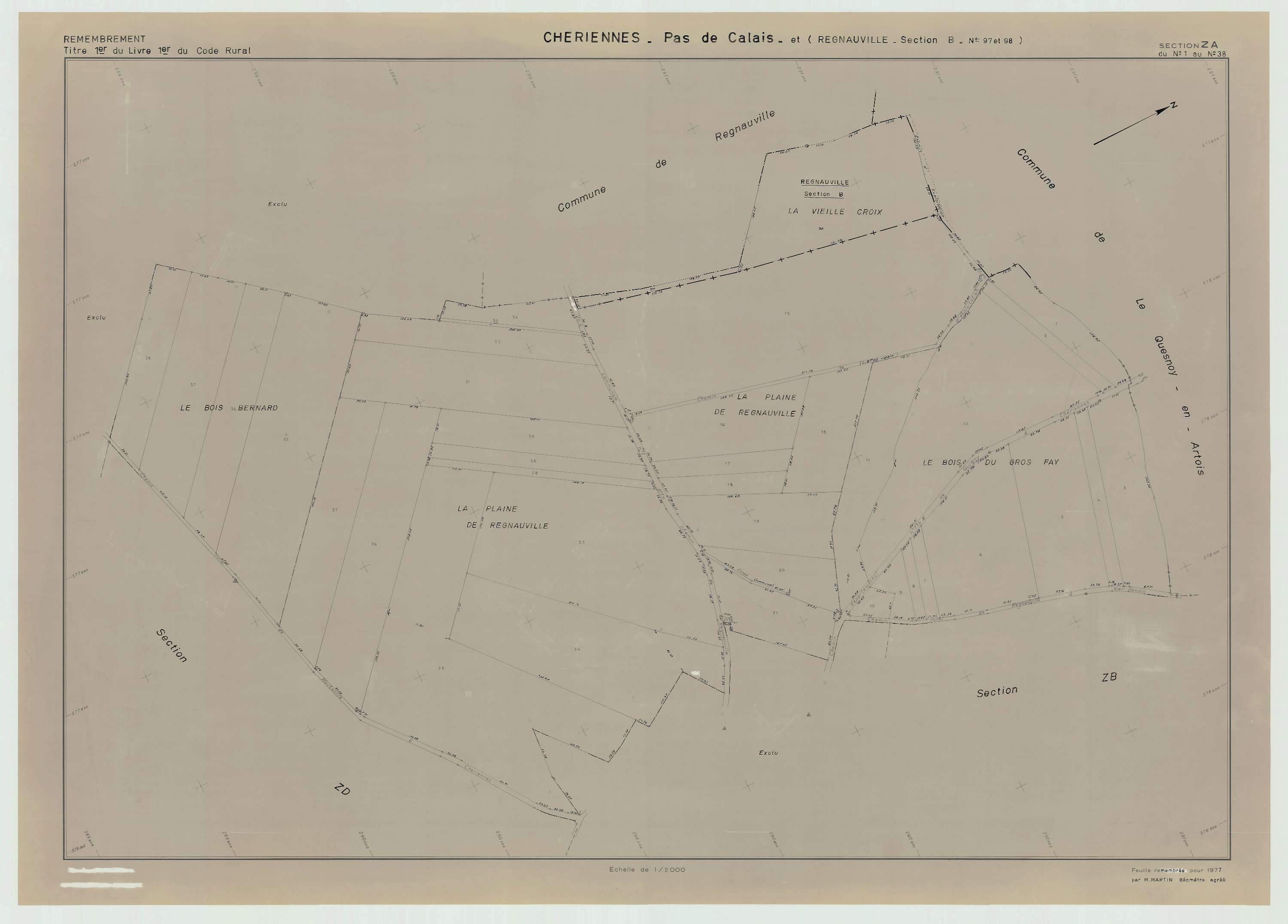 Chériennes - Plan de remembrement : section ZA.