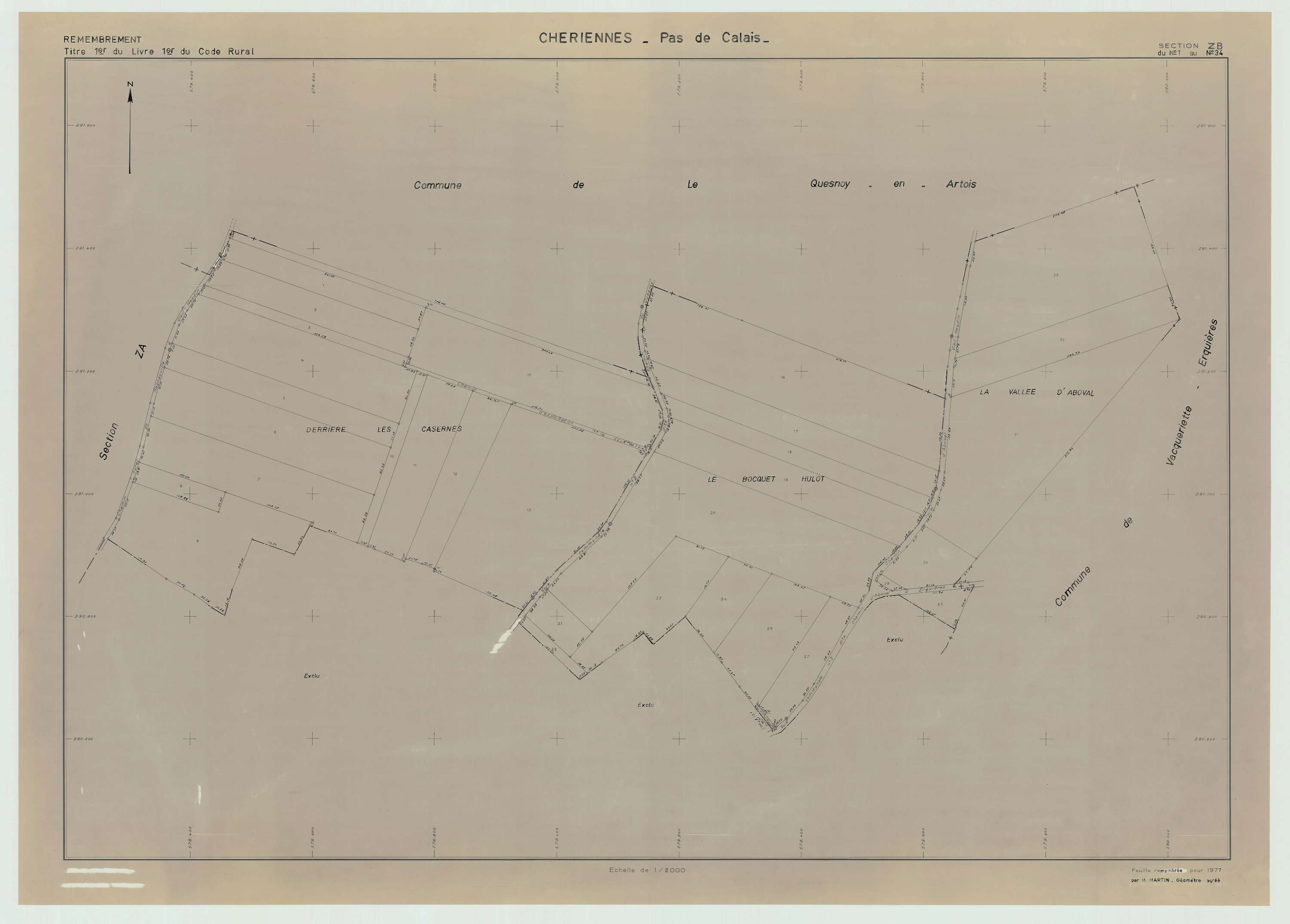 Chériennes - Plan de remembrement : section ZB.