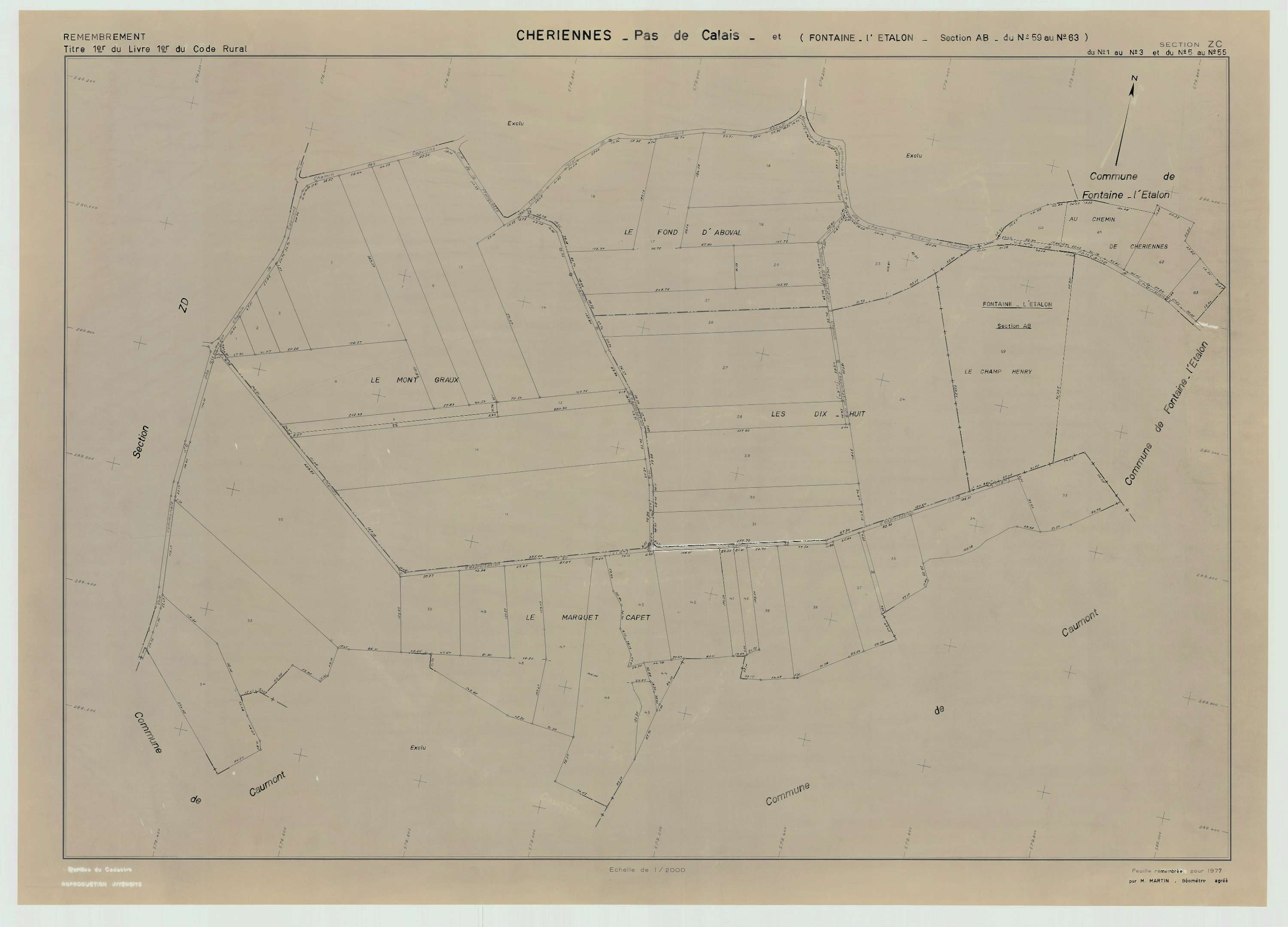 Chériennes - Plan de remembrement : section ZC.