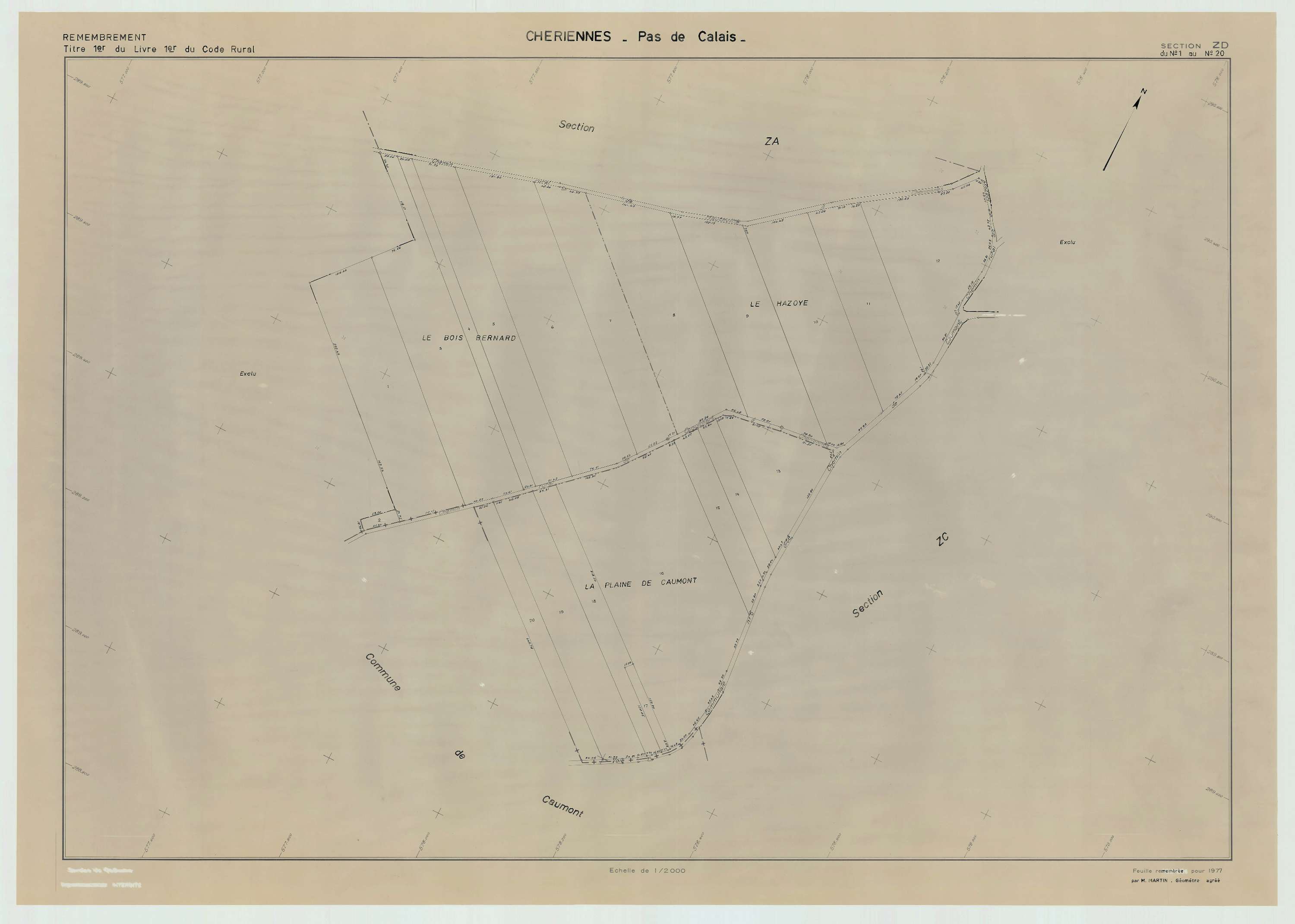 Chériennes - Plan de remembrement : section ZD.