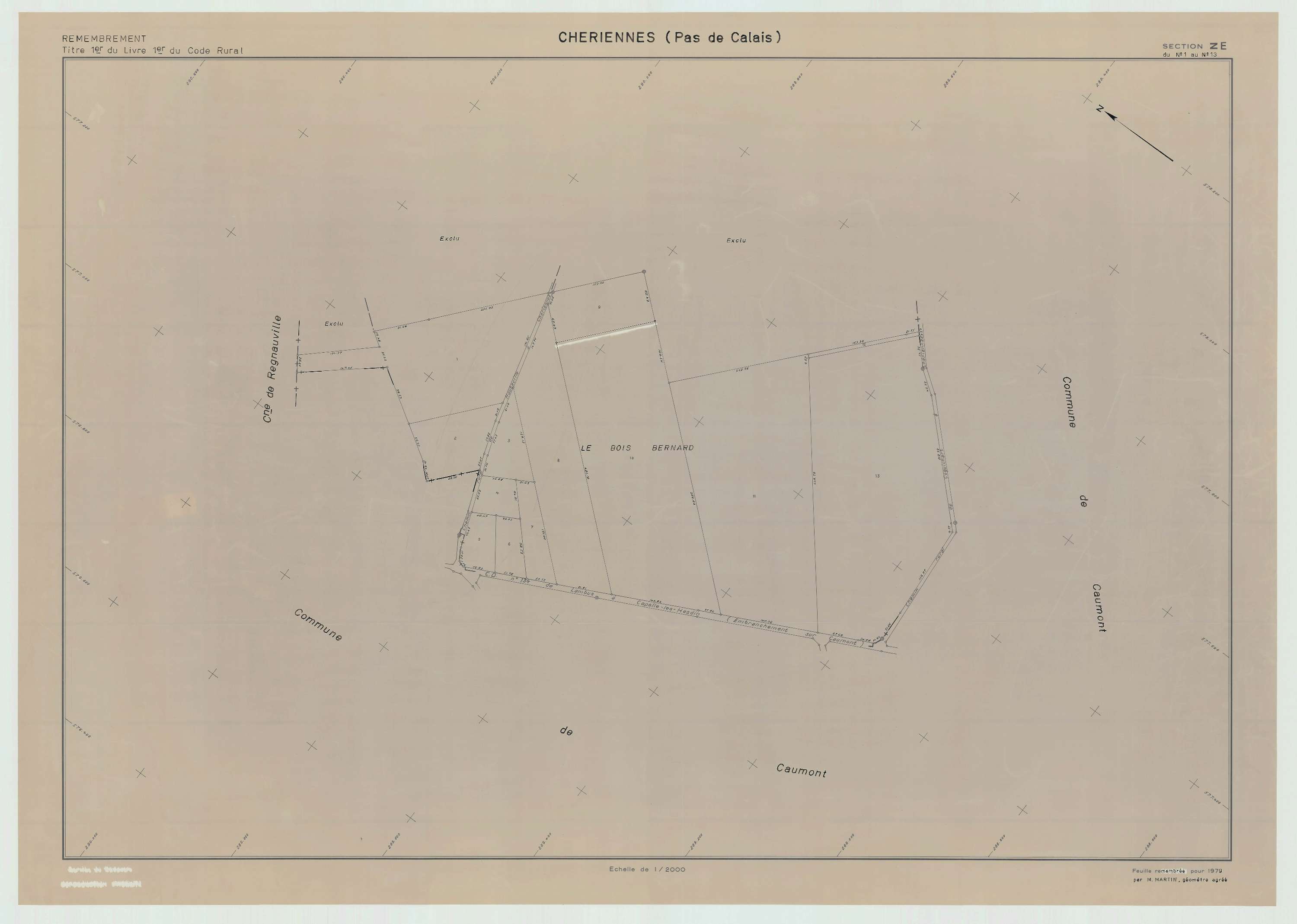 Chériennes - Plan de remembrement : section ZE.