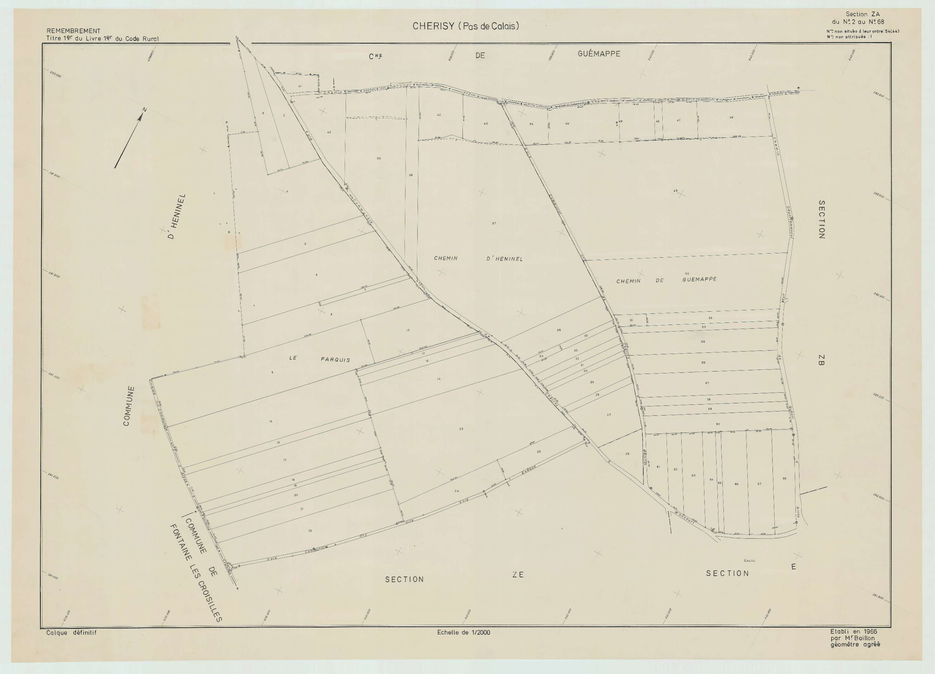Cherisy - Plan de remembrement : section ZA.