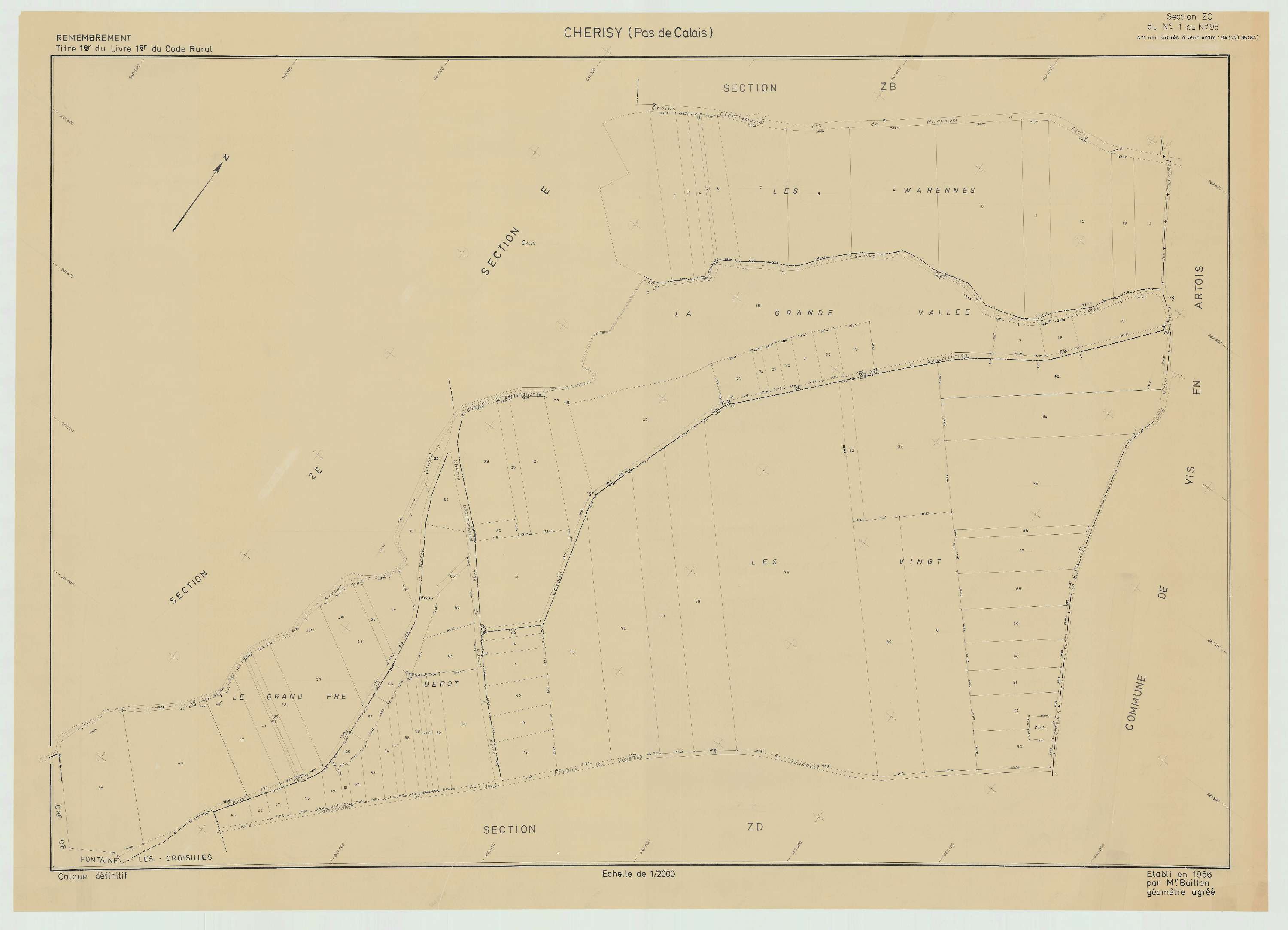 Cherisy - Plan de remembrement : section ZC.