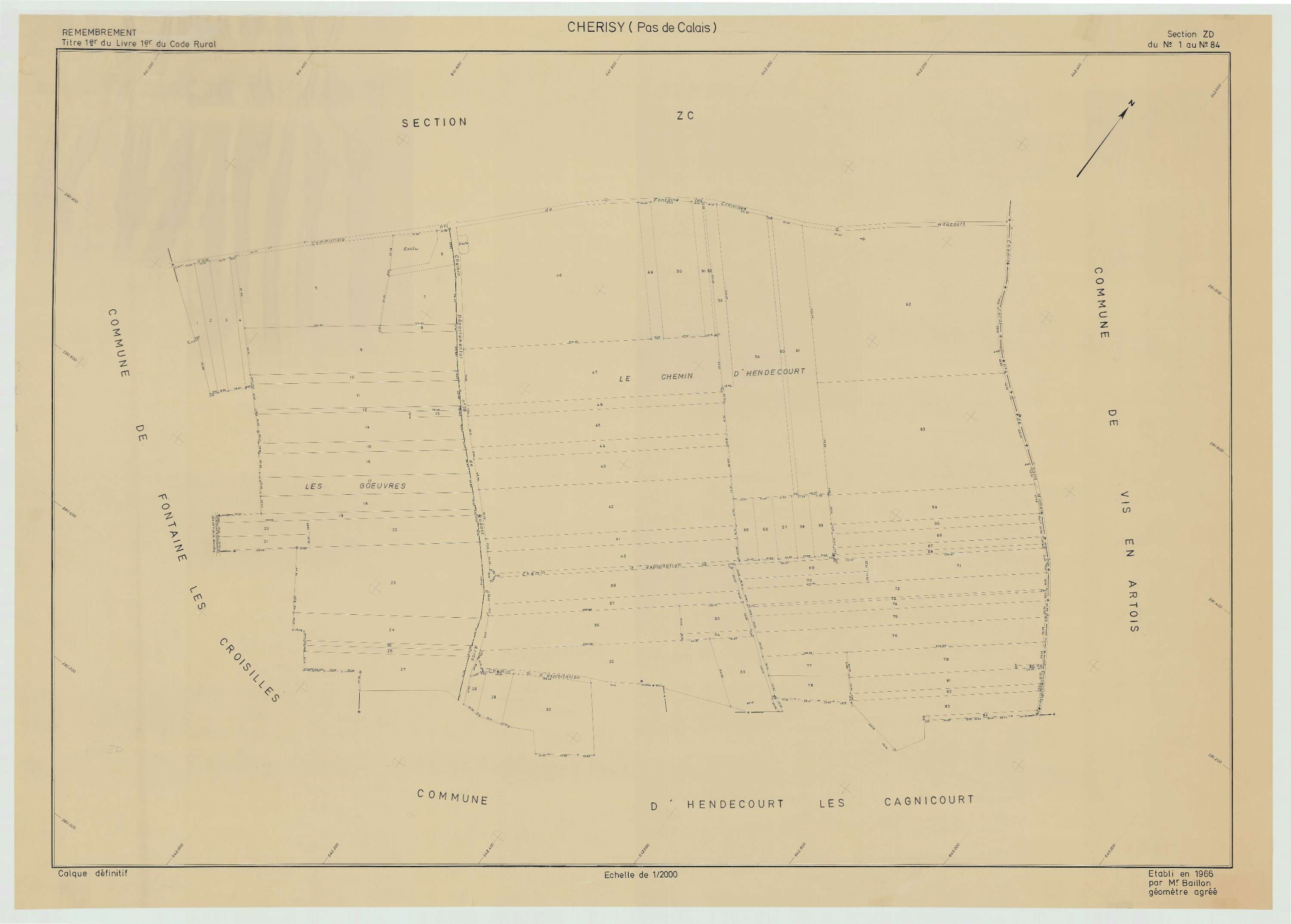 Cherisy - Plan de remembrement : section ZD.