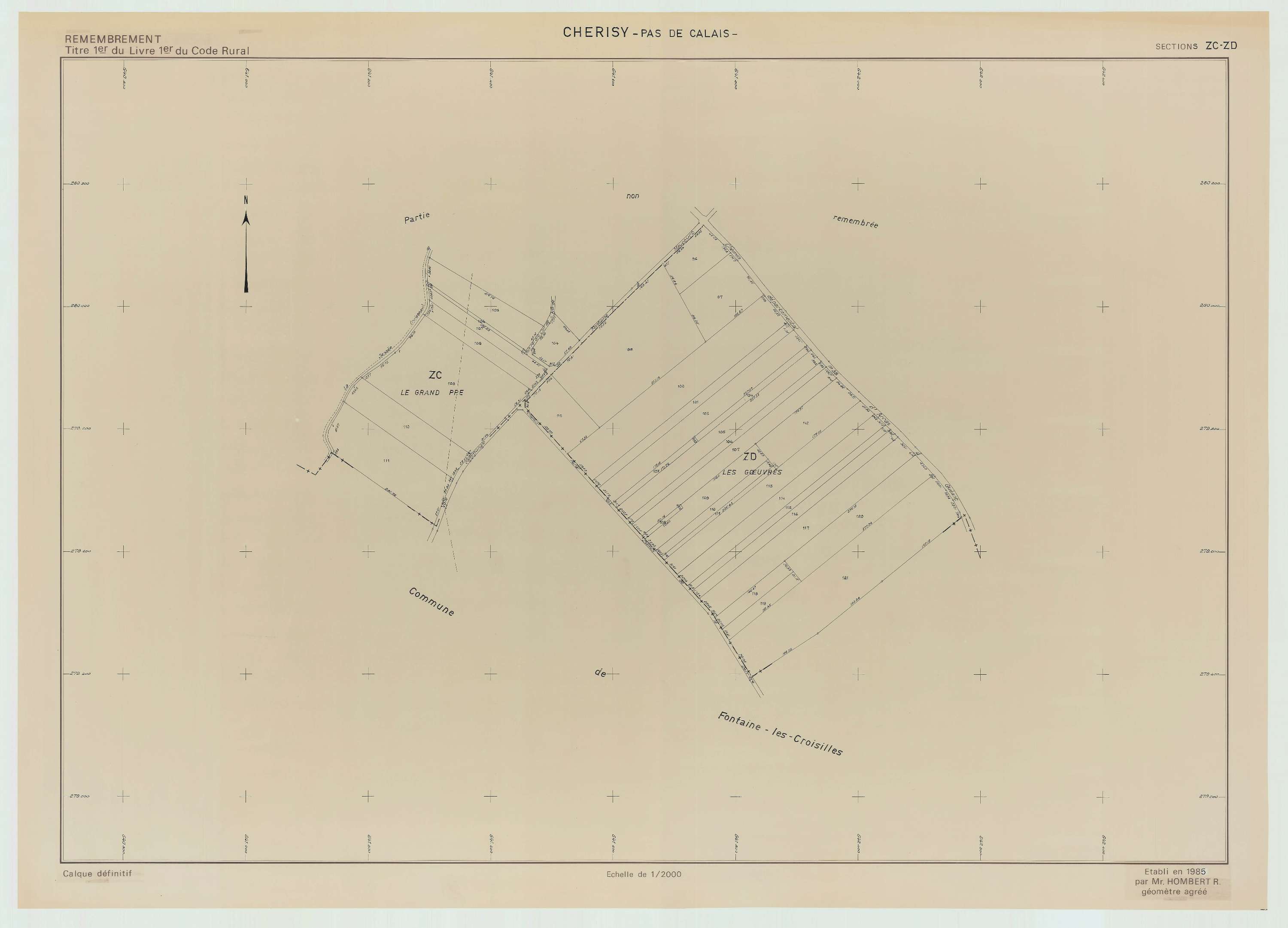 Cherisy - Plan de remembrement : section ZD.
