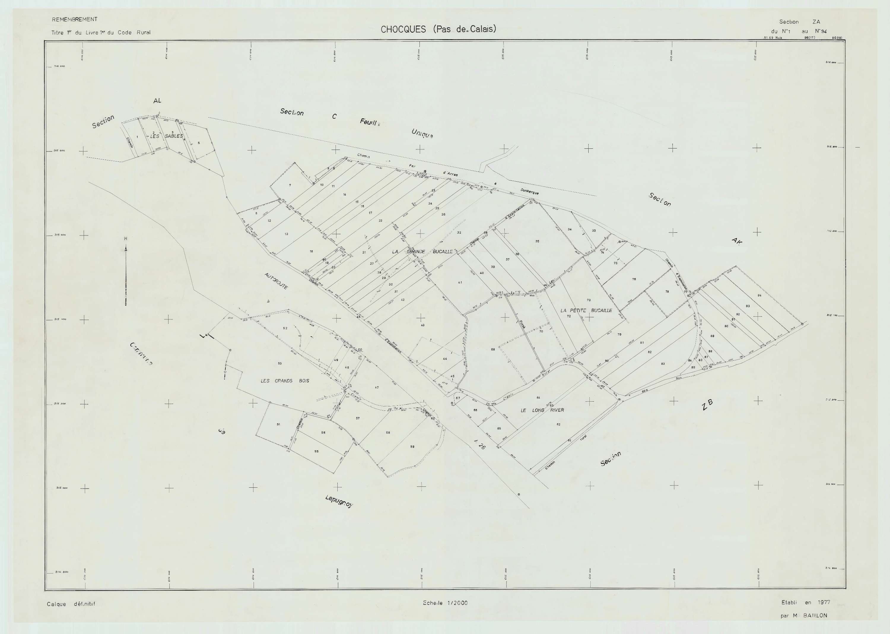 Chocques - Plan de remembrement : section ZA.