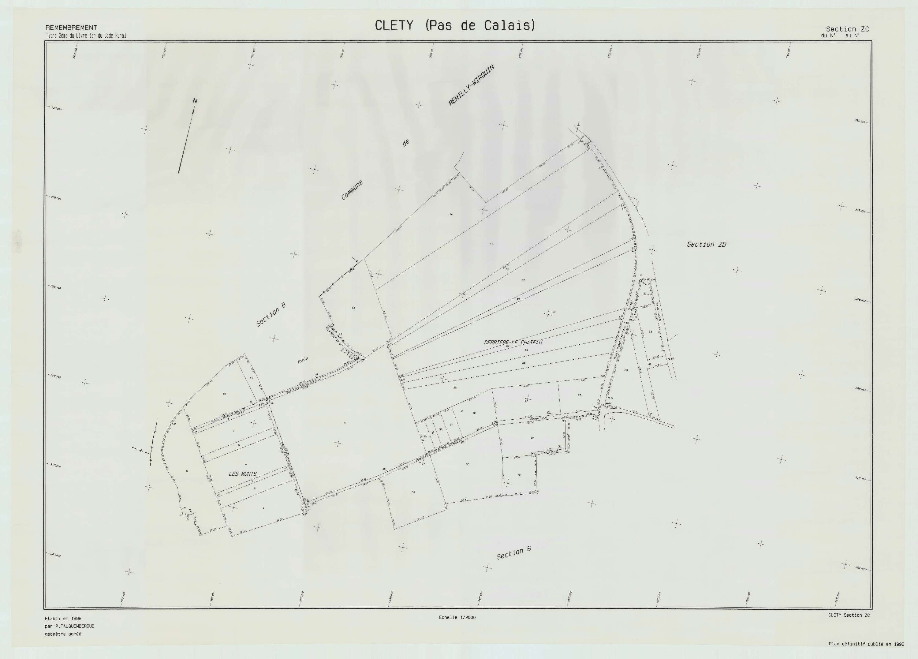 Cléty - Plan de remembrement : section ZC.