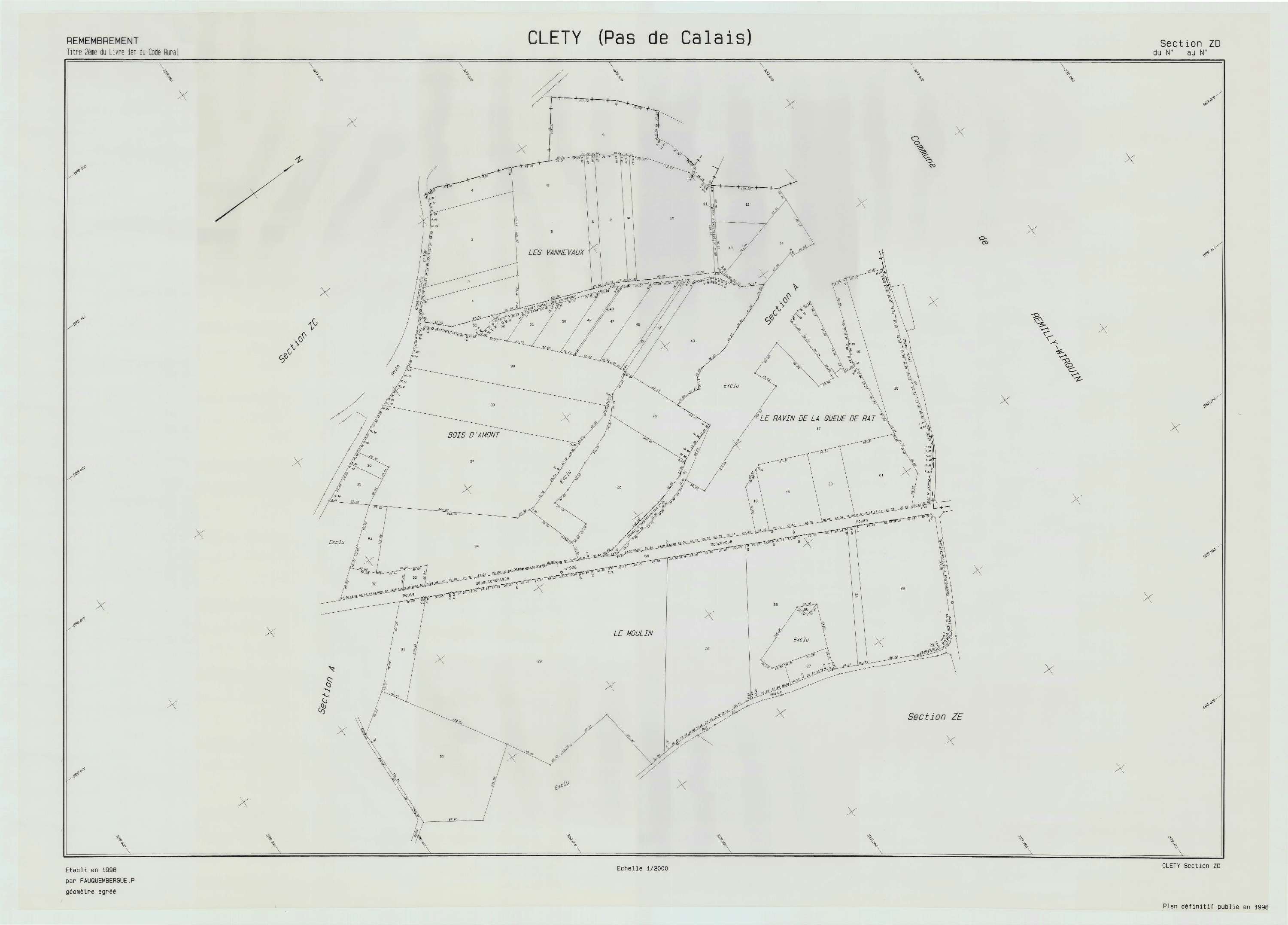 Cléty - Plan de remembrement : section ZD.
