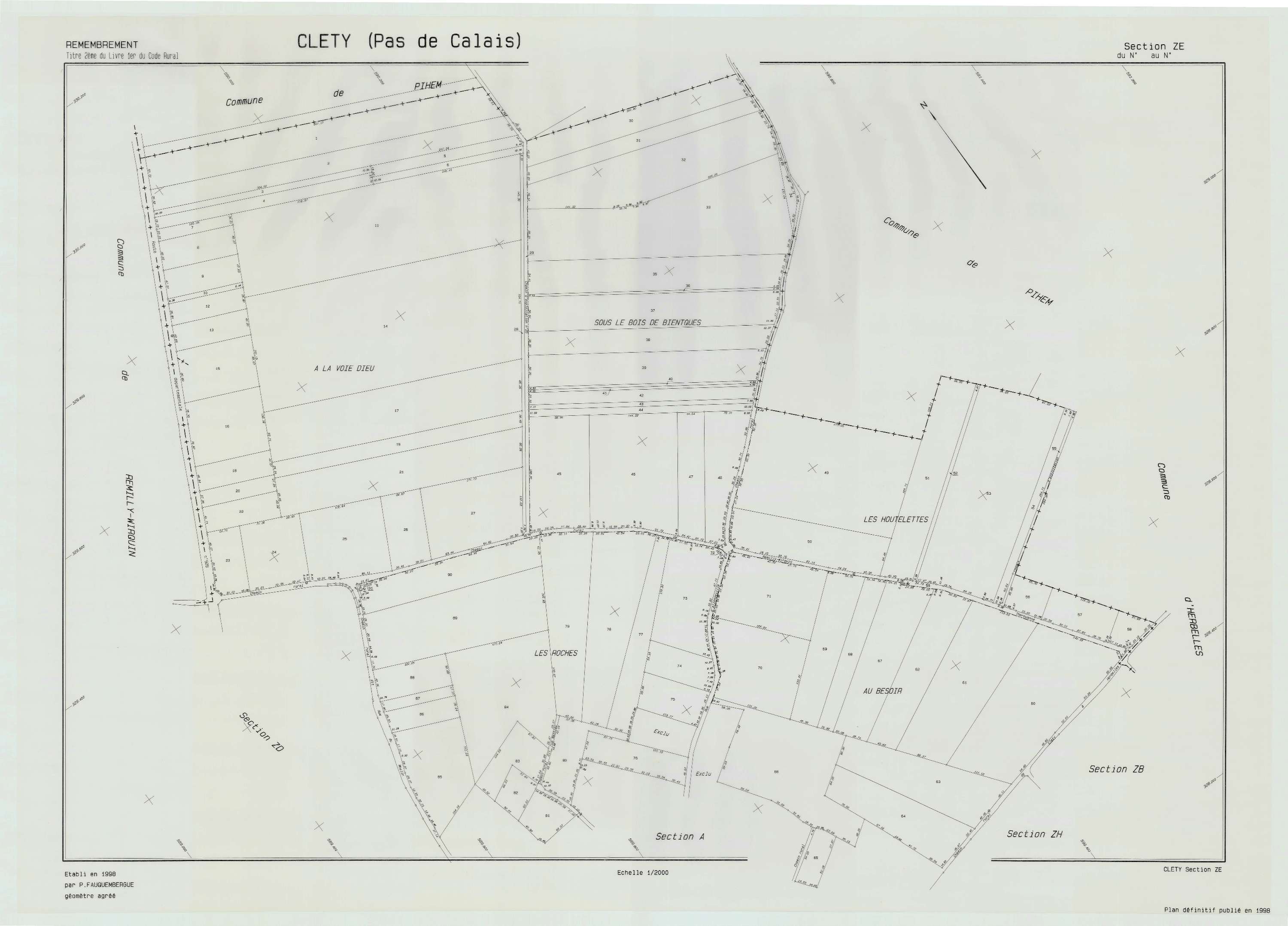 Cléty - Plan de remembrement : section ZE.