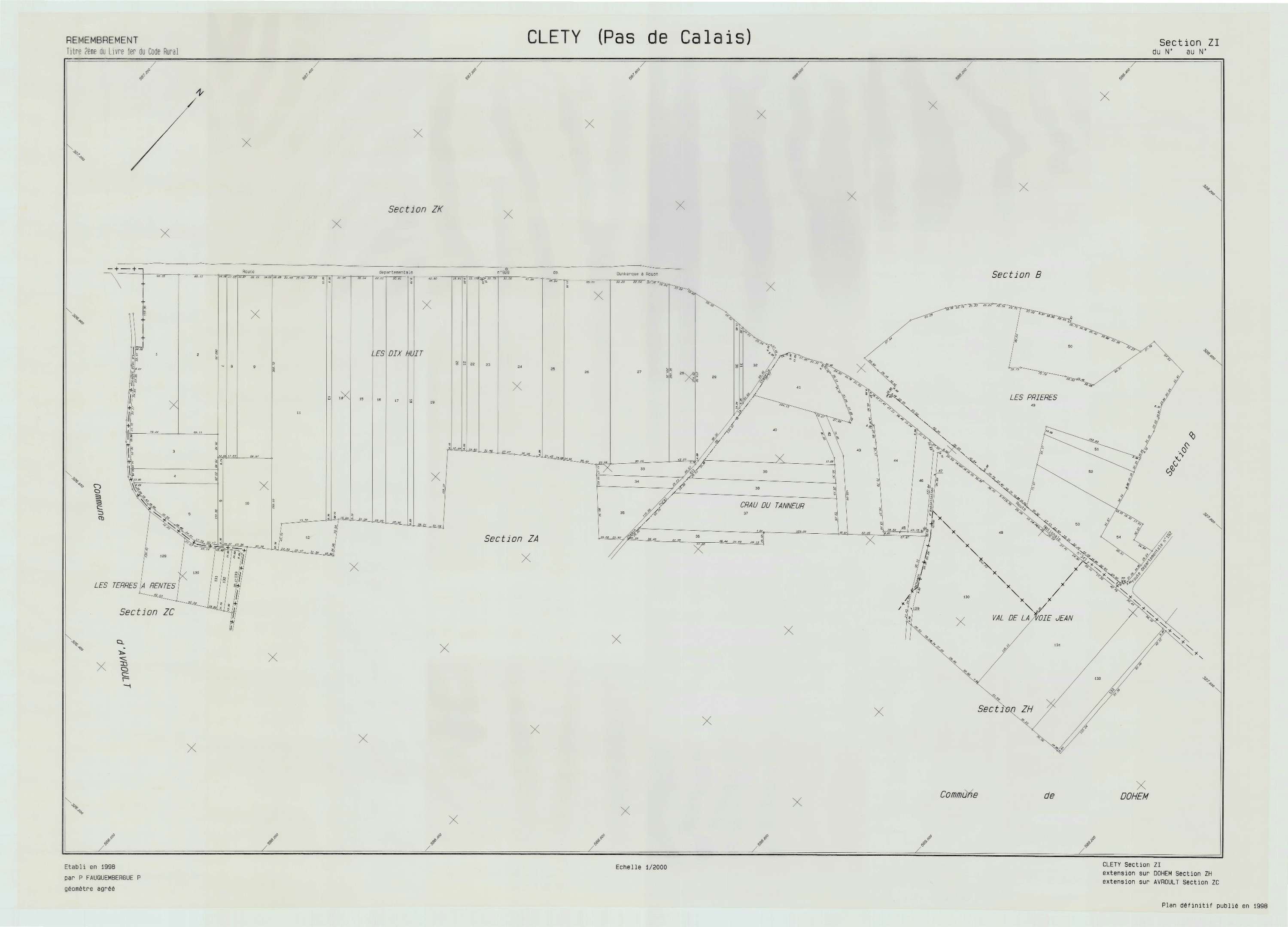 Cléty - Plan de remembrement : section ZI.