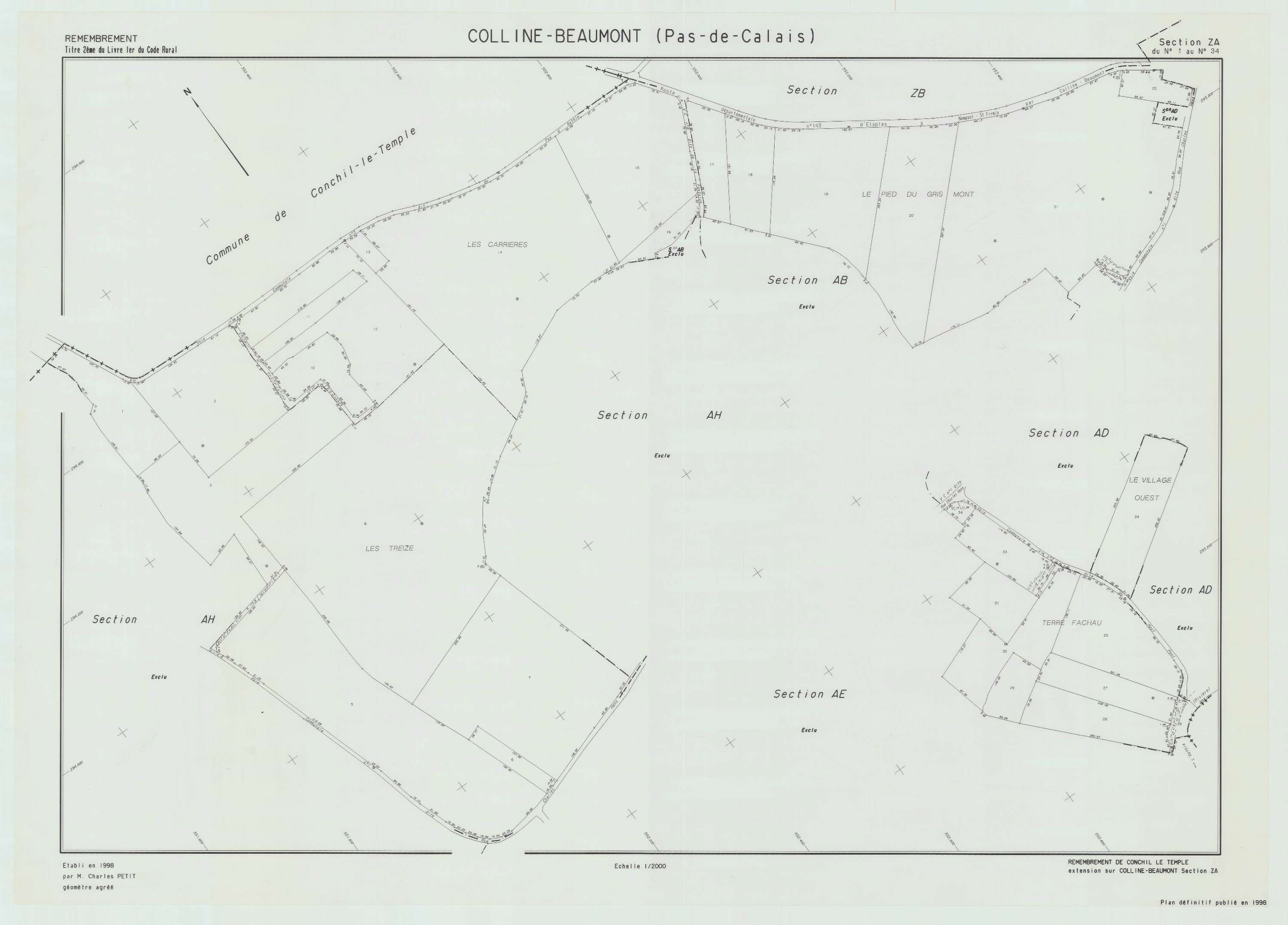 Colline-Beaumont - Plan de remembrement : section ZA.