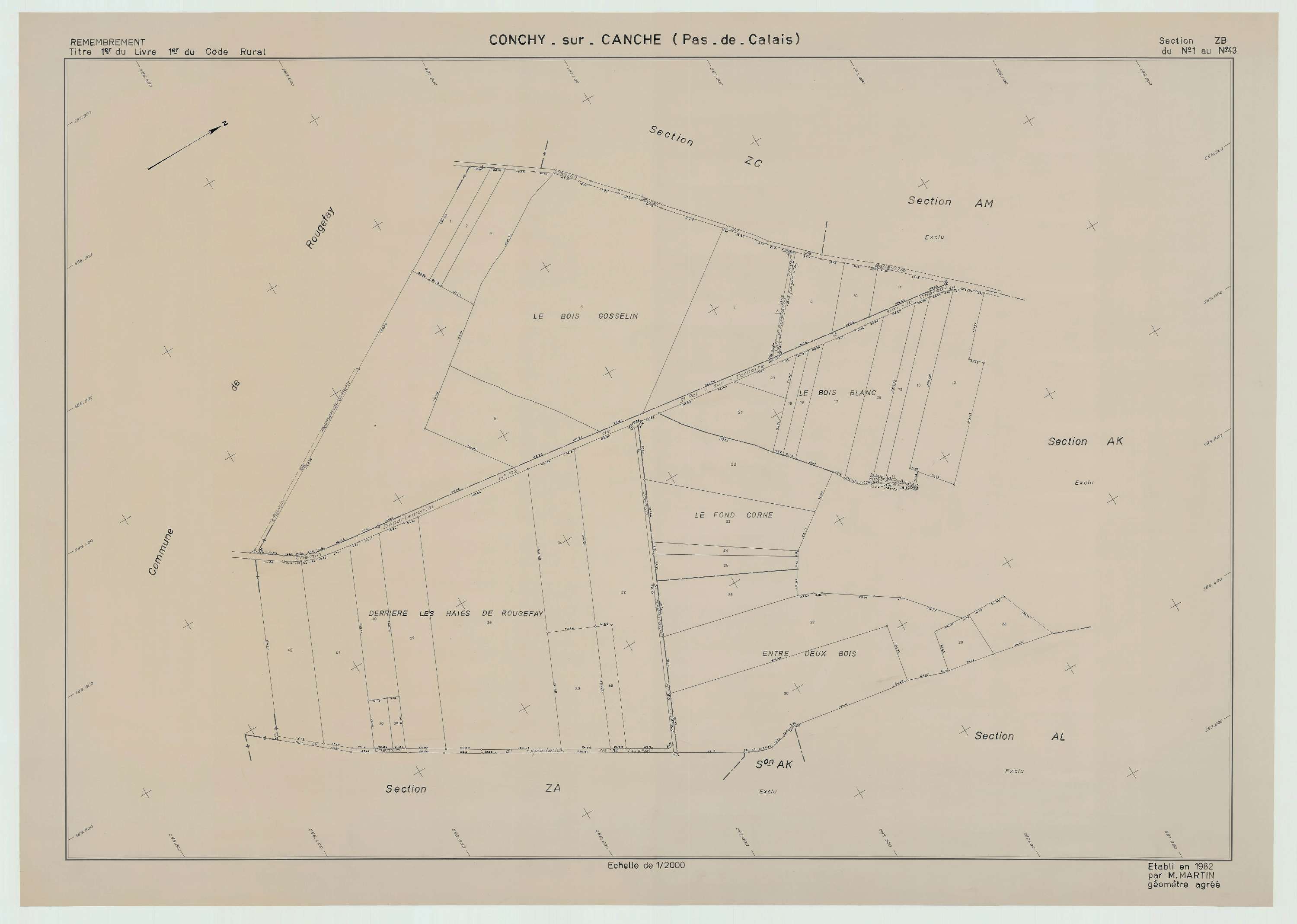 Conchy-sur-Canche - Plan de remembrement : section ZB.