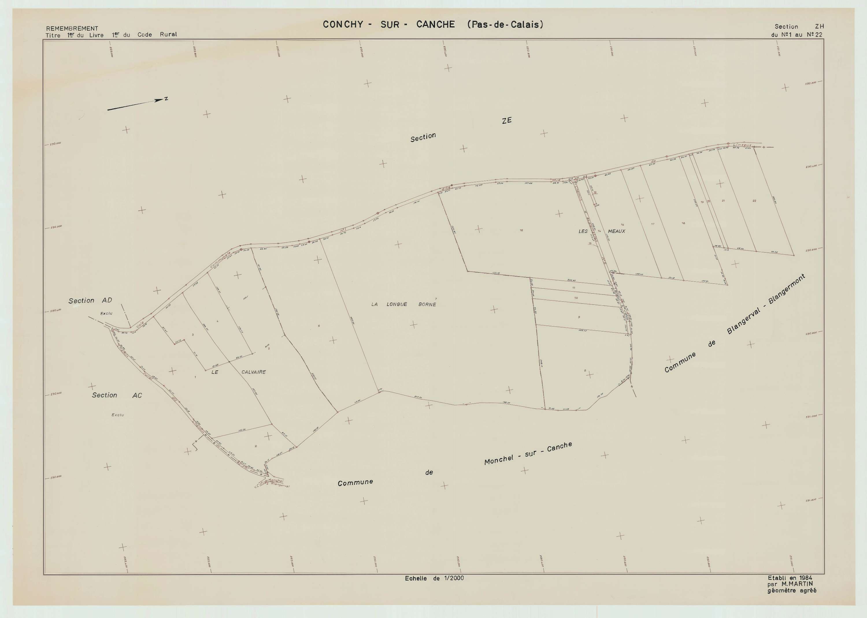 Conchy-sur-Canche - Plan de remembrement : section ZH.