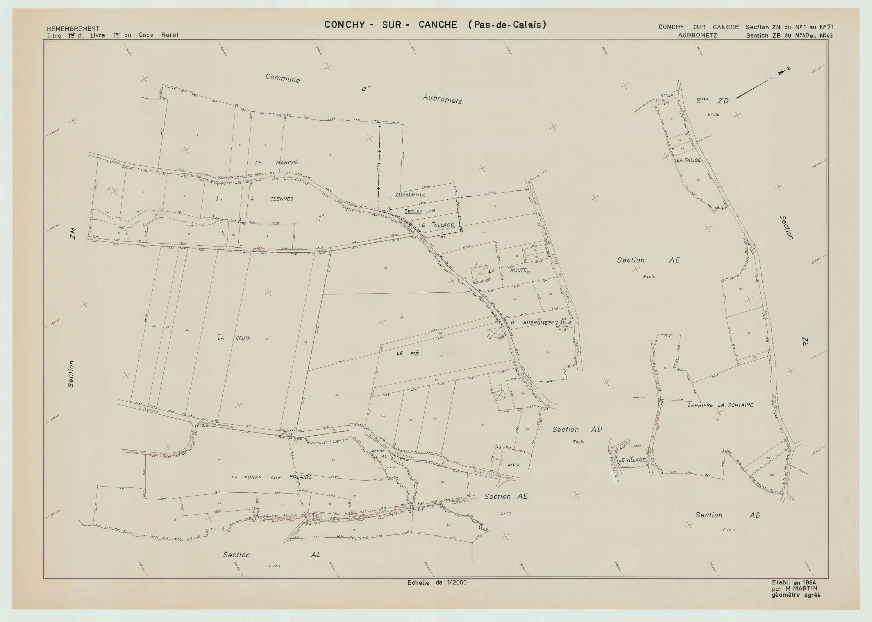 Conchy-sur-Canche - Plan de remembrement : section ZN.