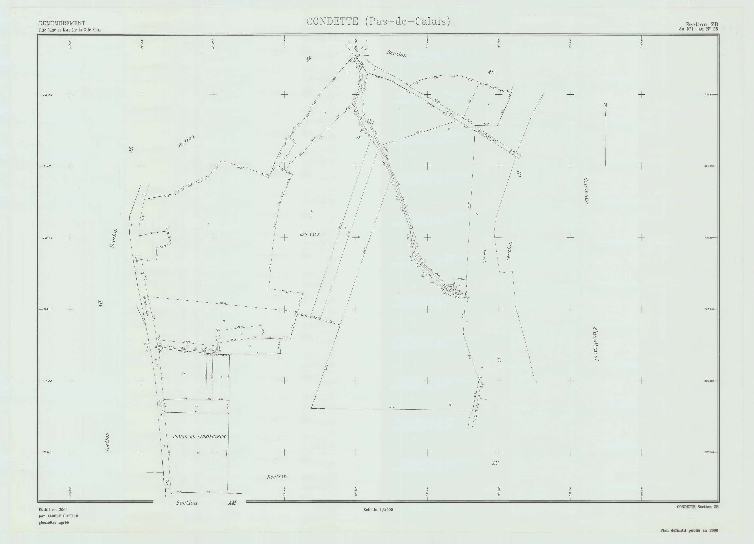 Condette - Plan de remembrement : section ZB.
