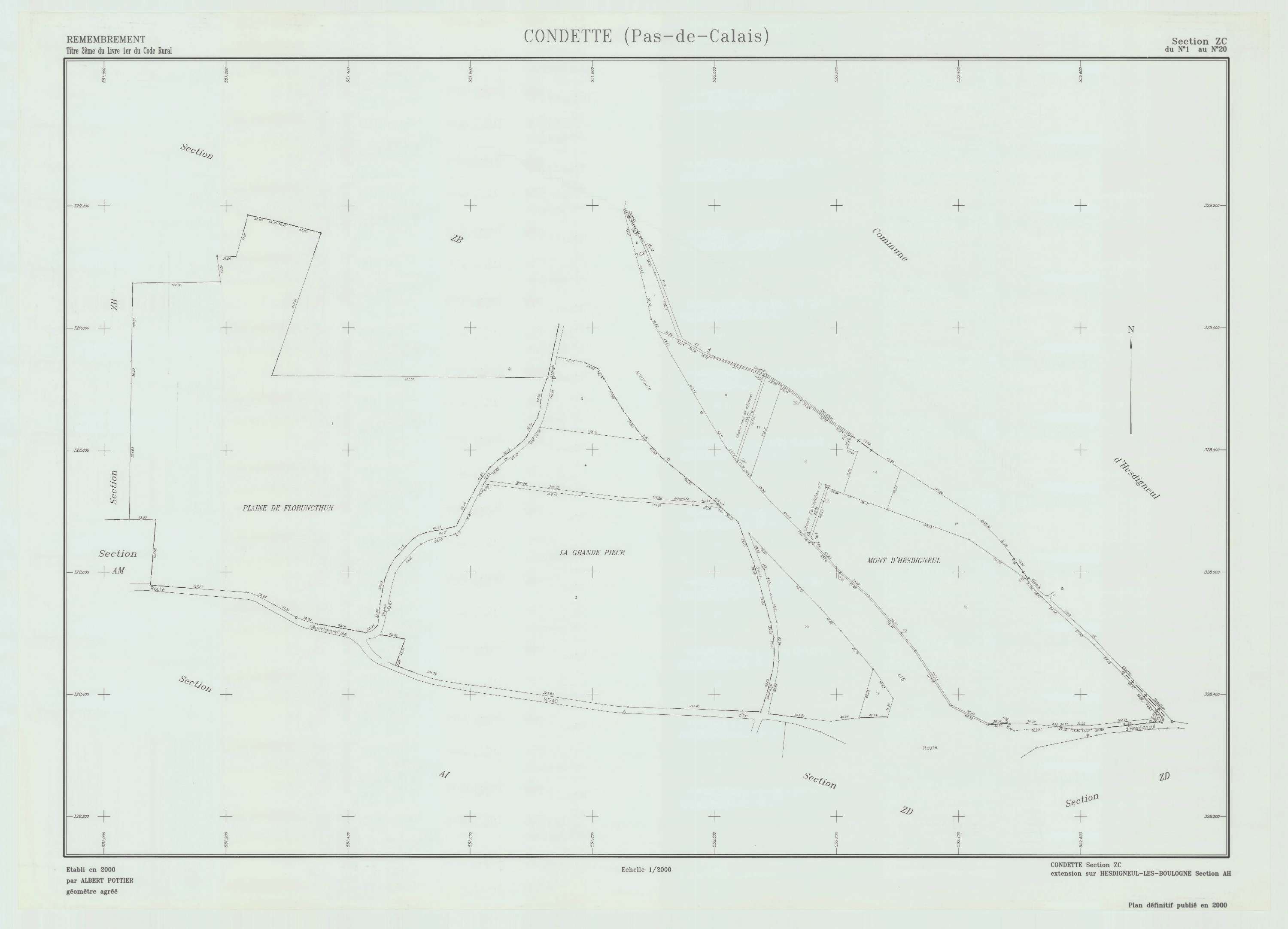 Condette - Plan de remembrement : section ZC.