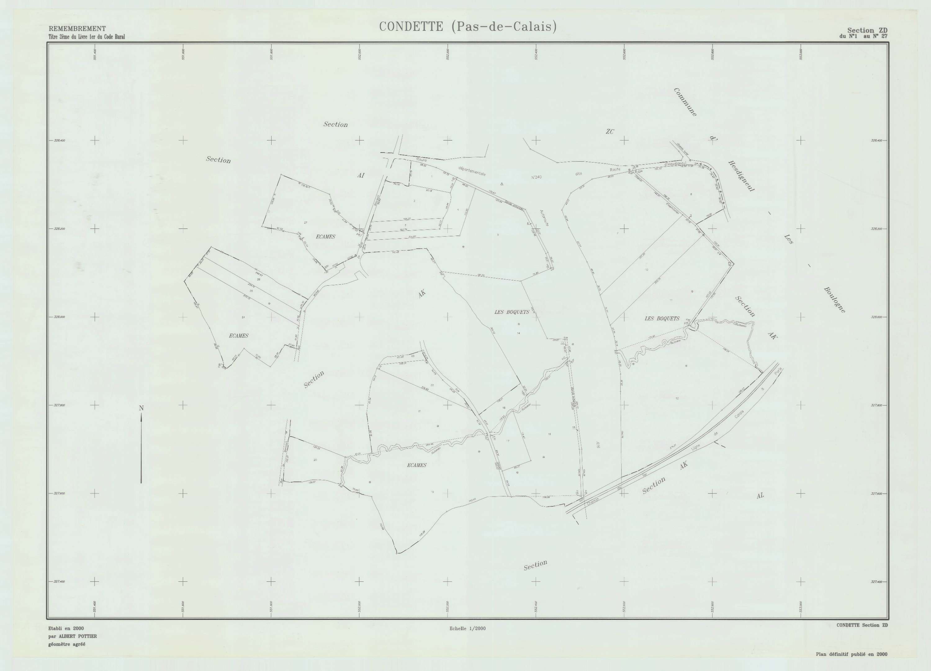 Condette - Plan de remembrement : section ZD.