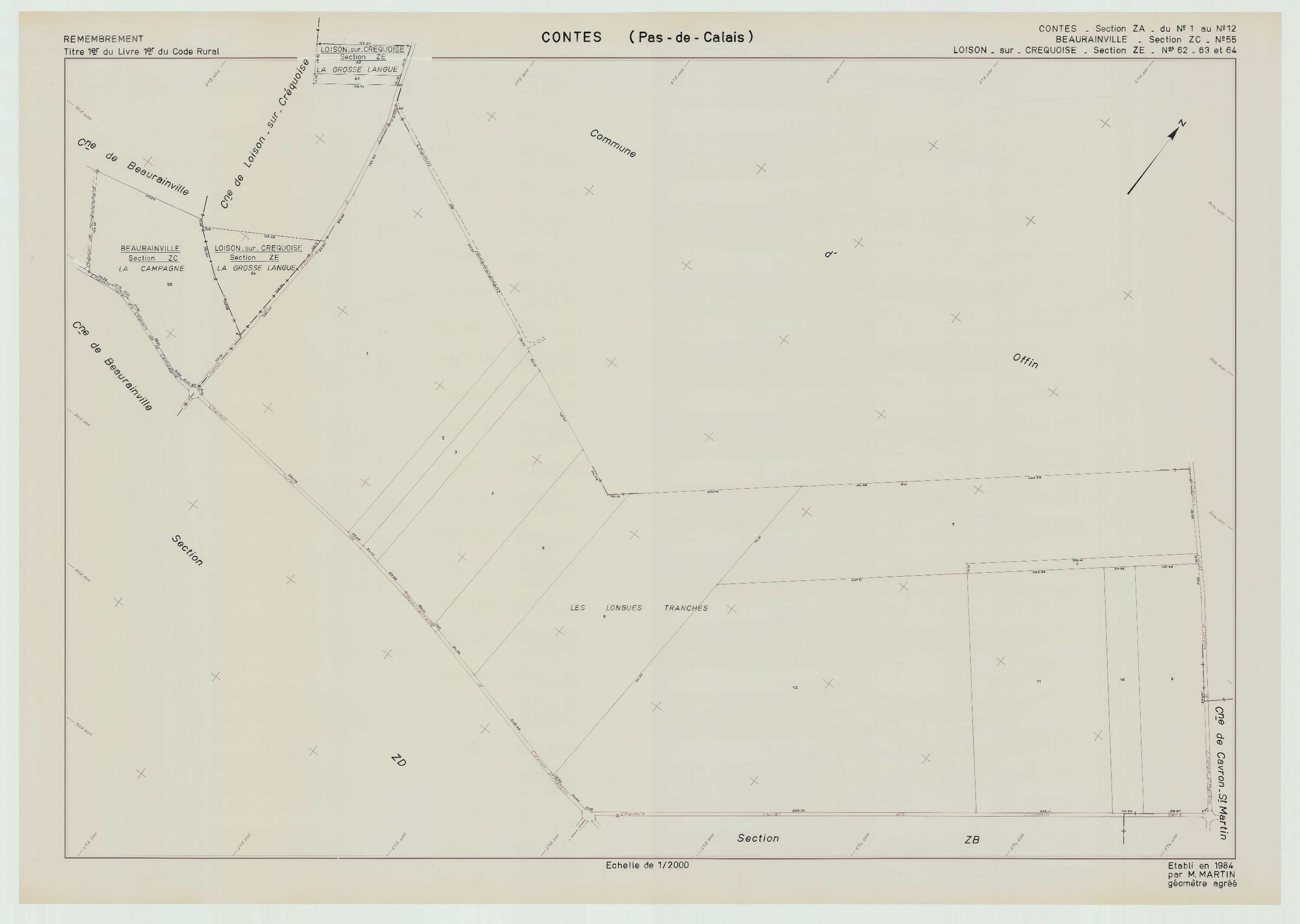 Contes - Plan de remembrement : section ZA.