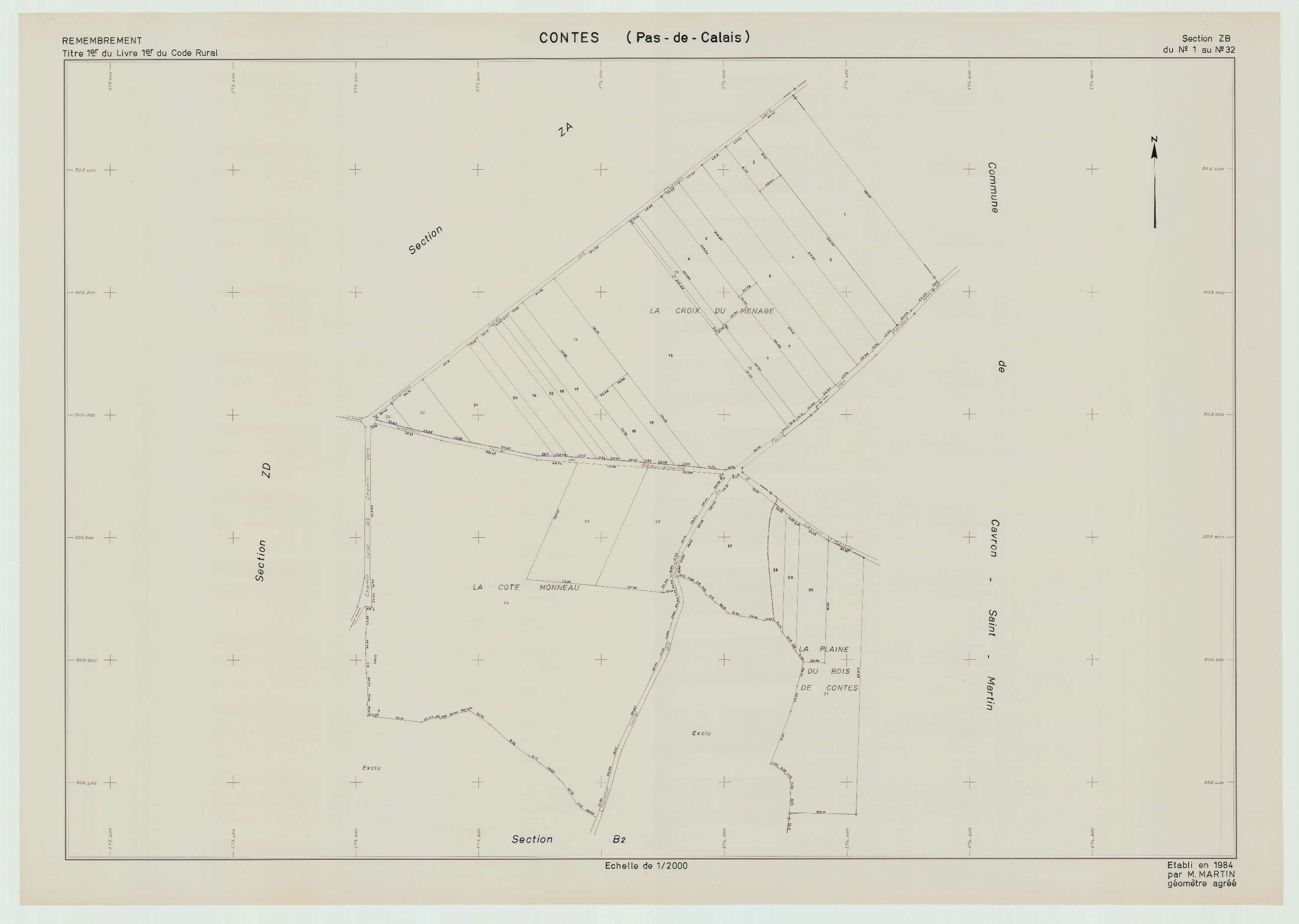 Contes - Plan de remembrement : section ZB.
