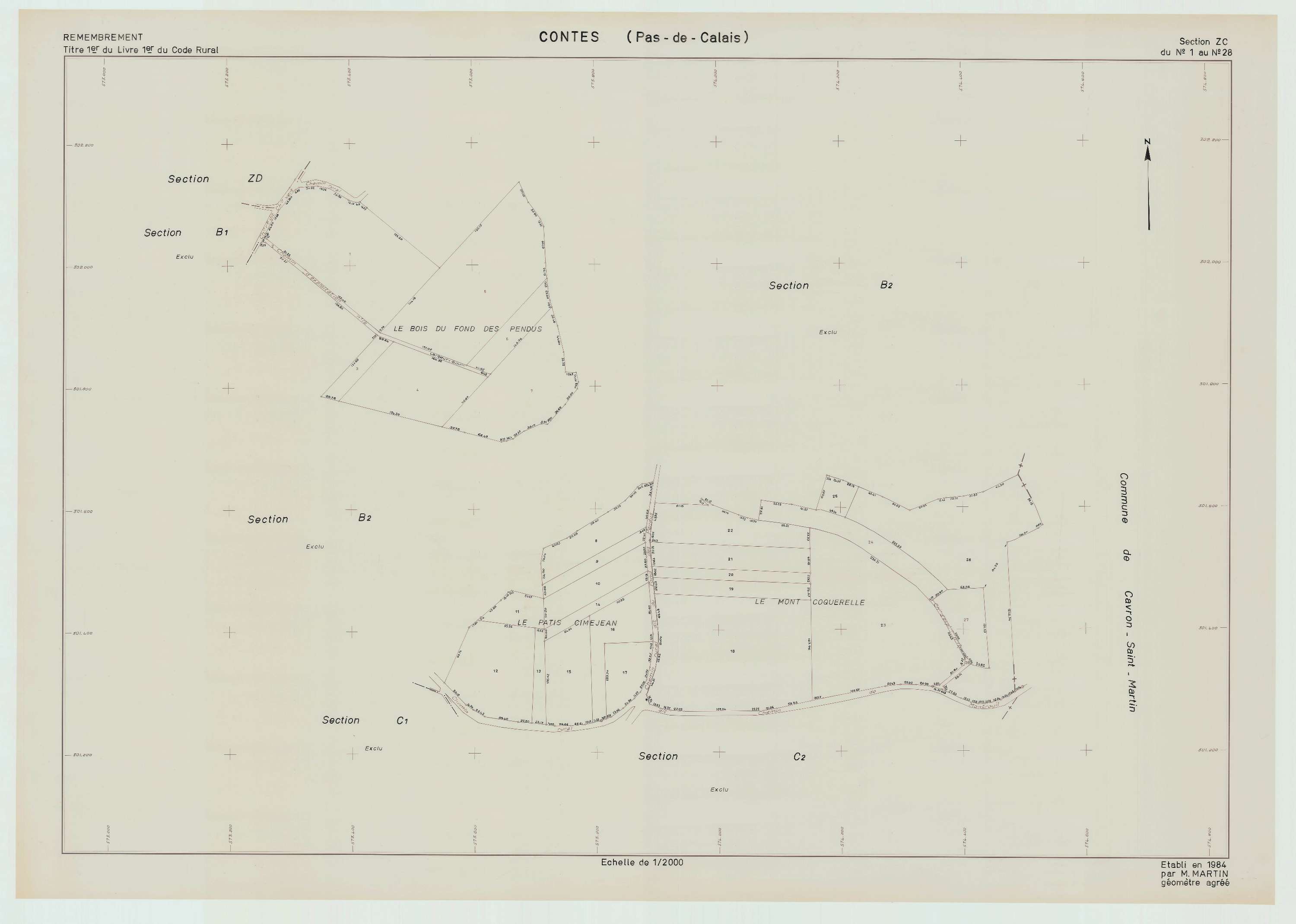 Contes - Plan de remembrement : section ZC.