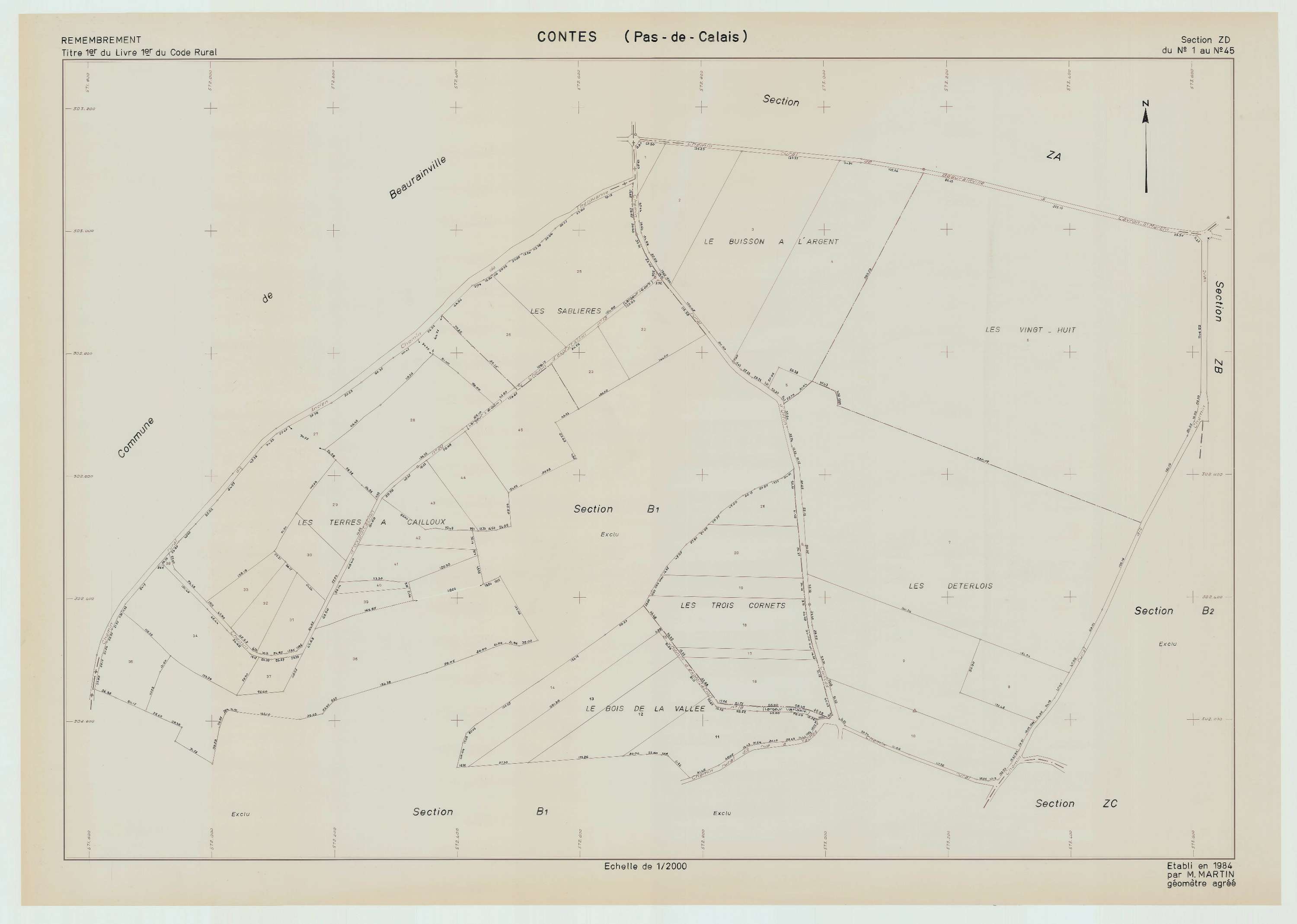 Contes - Plan de remembrement : section ZD.