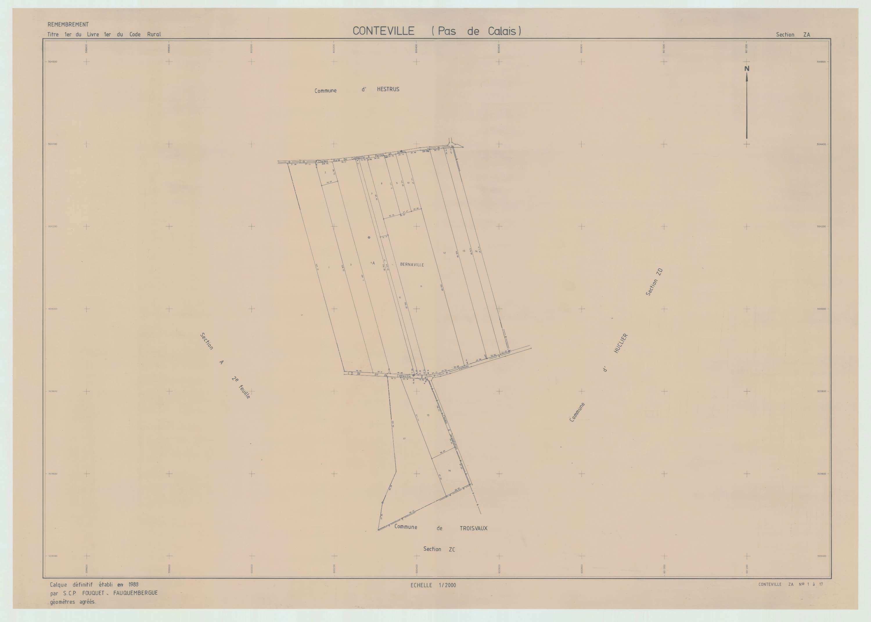 Conteville-en-Ternois - Plan de remembrement : section ZA.