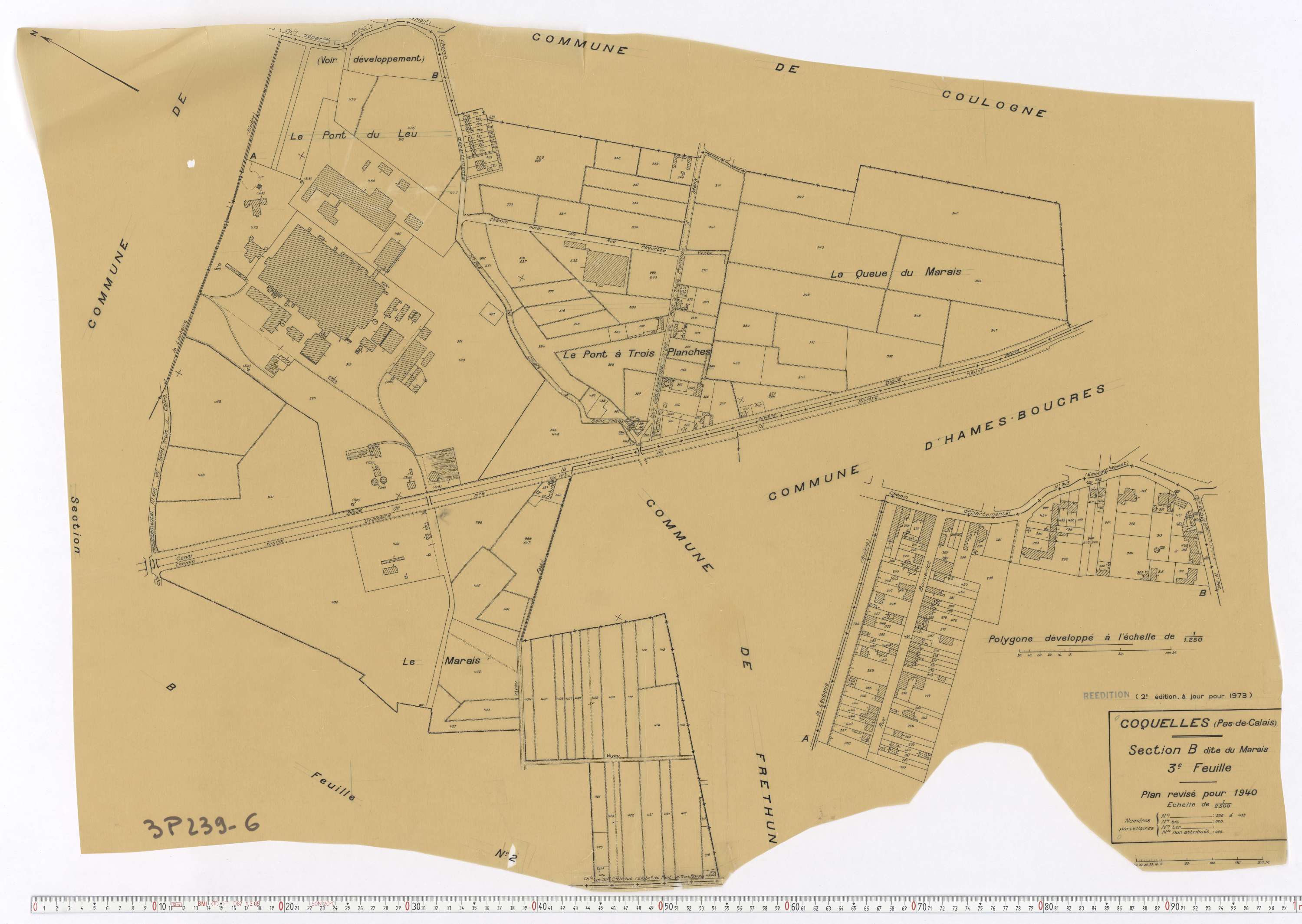 Coquelles - Section B, feuille 3.
